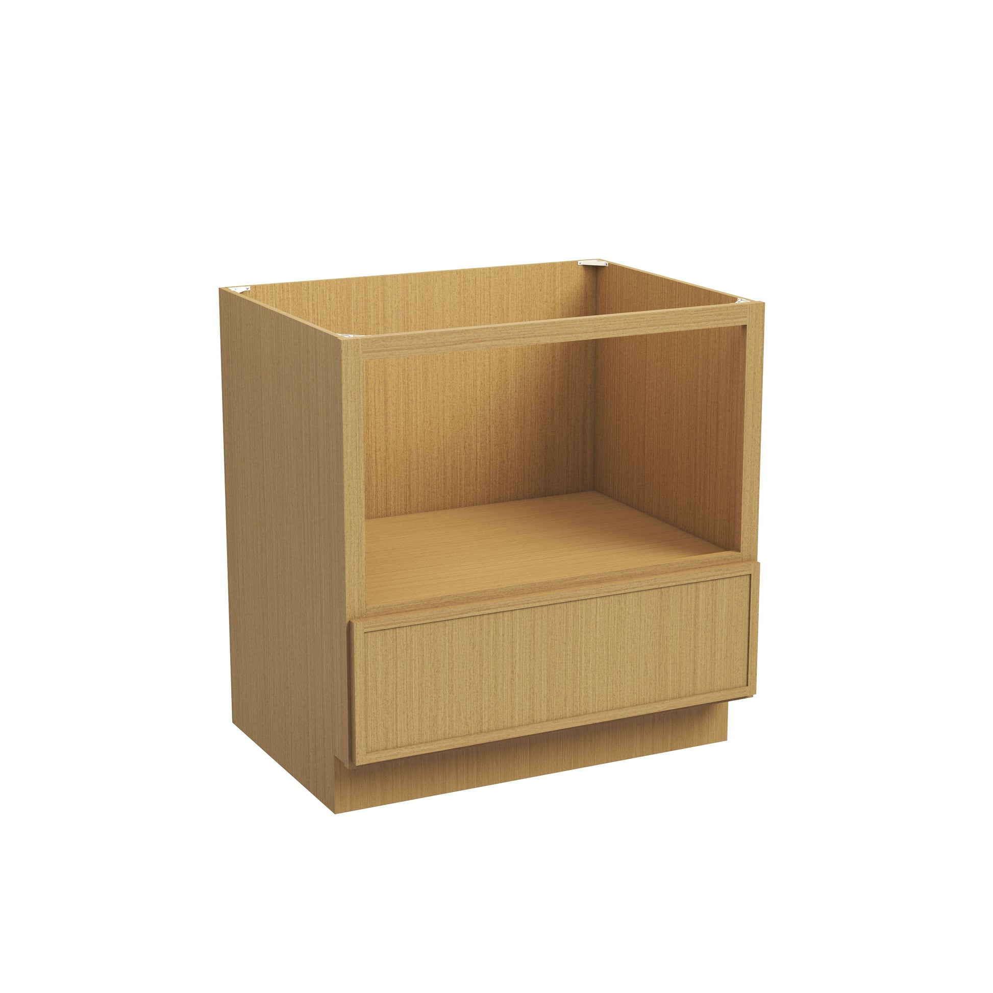 Slim White Oak RTA 30"/33"W x 24"D x 34.5"H Microwave Base Cabinet with 1 Drawer