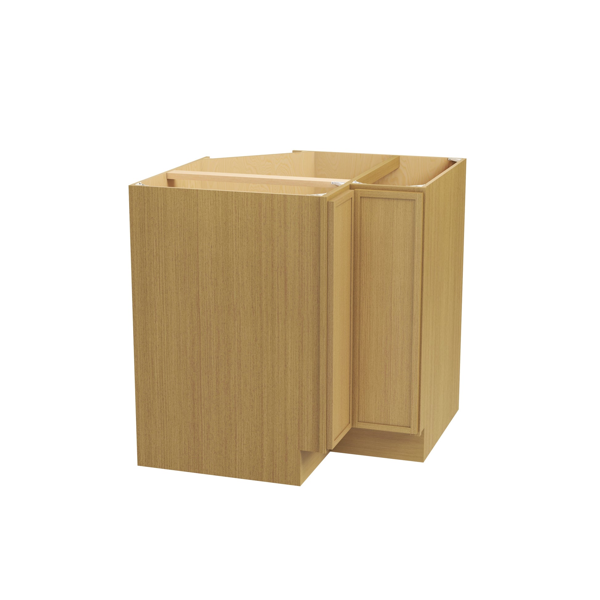 Slim White Oak RTA 33"/36"W x 24"D x 34.5"H Easy Reach Corner Base Cabinet with 1 Bi-fold Door & 1 Shelf