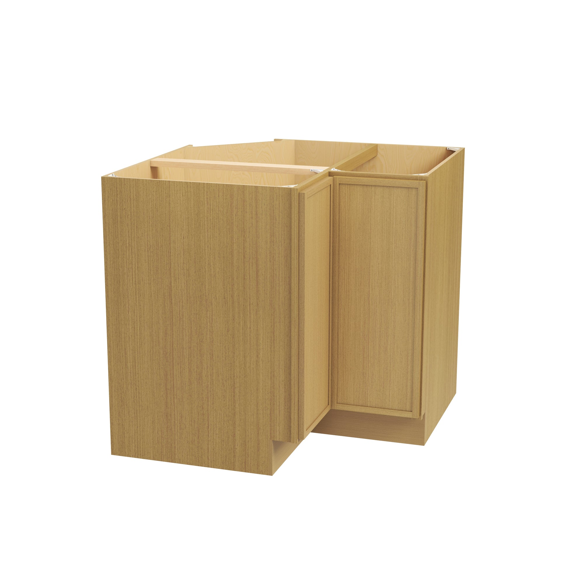 Slim White Oak RTA 33"/36"W x 24"D x 34.5"H Easy Reach Corner Base Cabinet with 1 Bi-fold Door & 1 Shelf