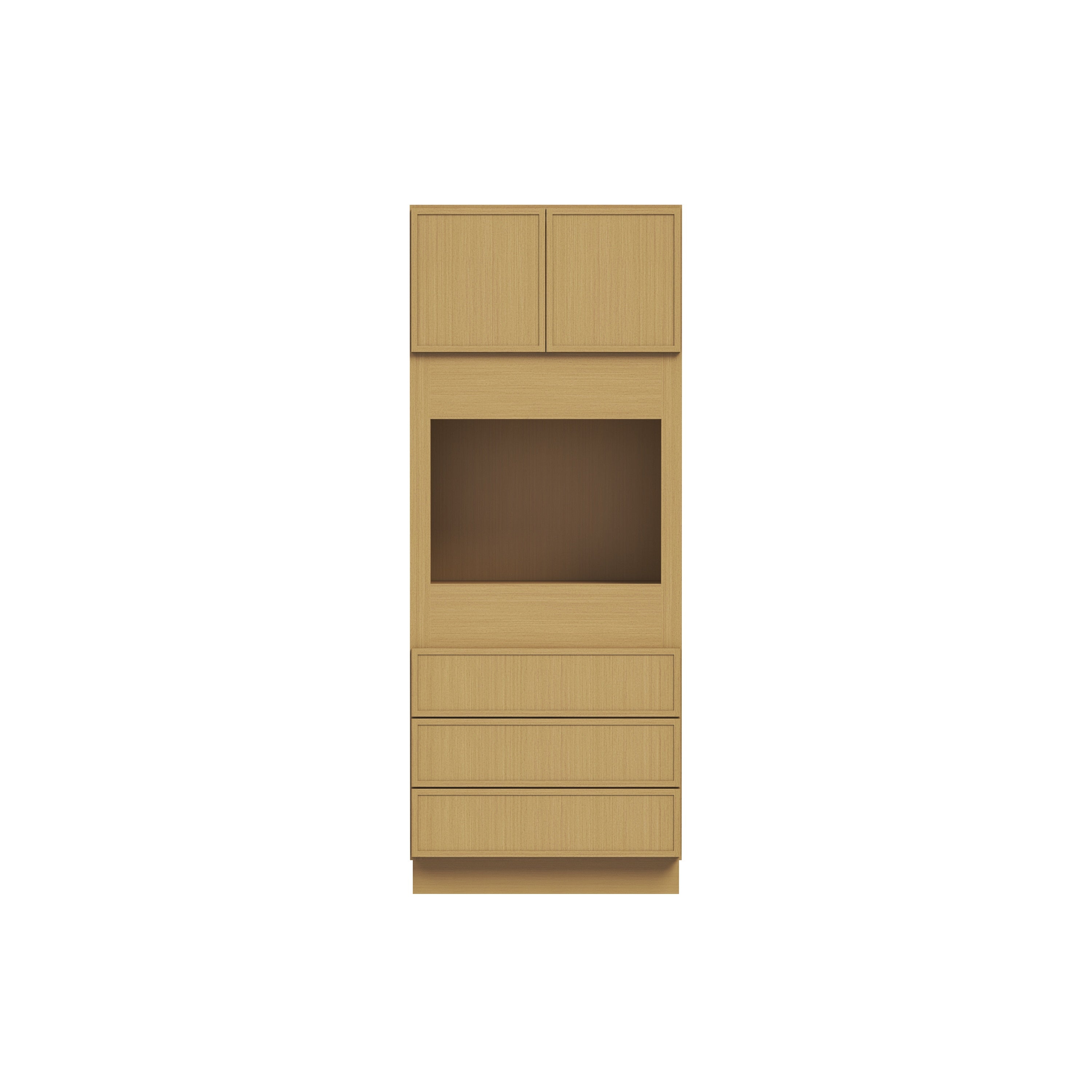 Slim White Oak RTA 33"W x 24"D x 84"H Single Oven Cabinet with 2 Doors & 3 Drawers