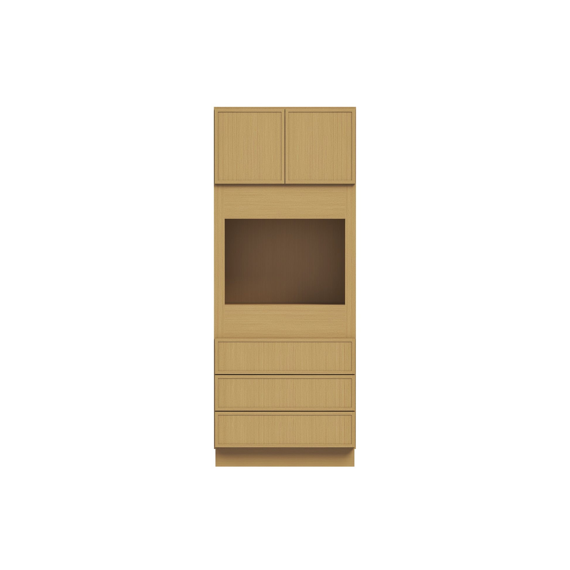 Slim White Oak RTA 33"W x 24"D x 84"H Single Oven Cabinet with 2 Doors & 3 Drawers