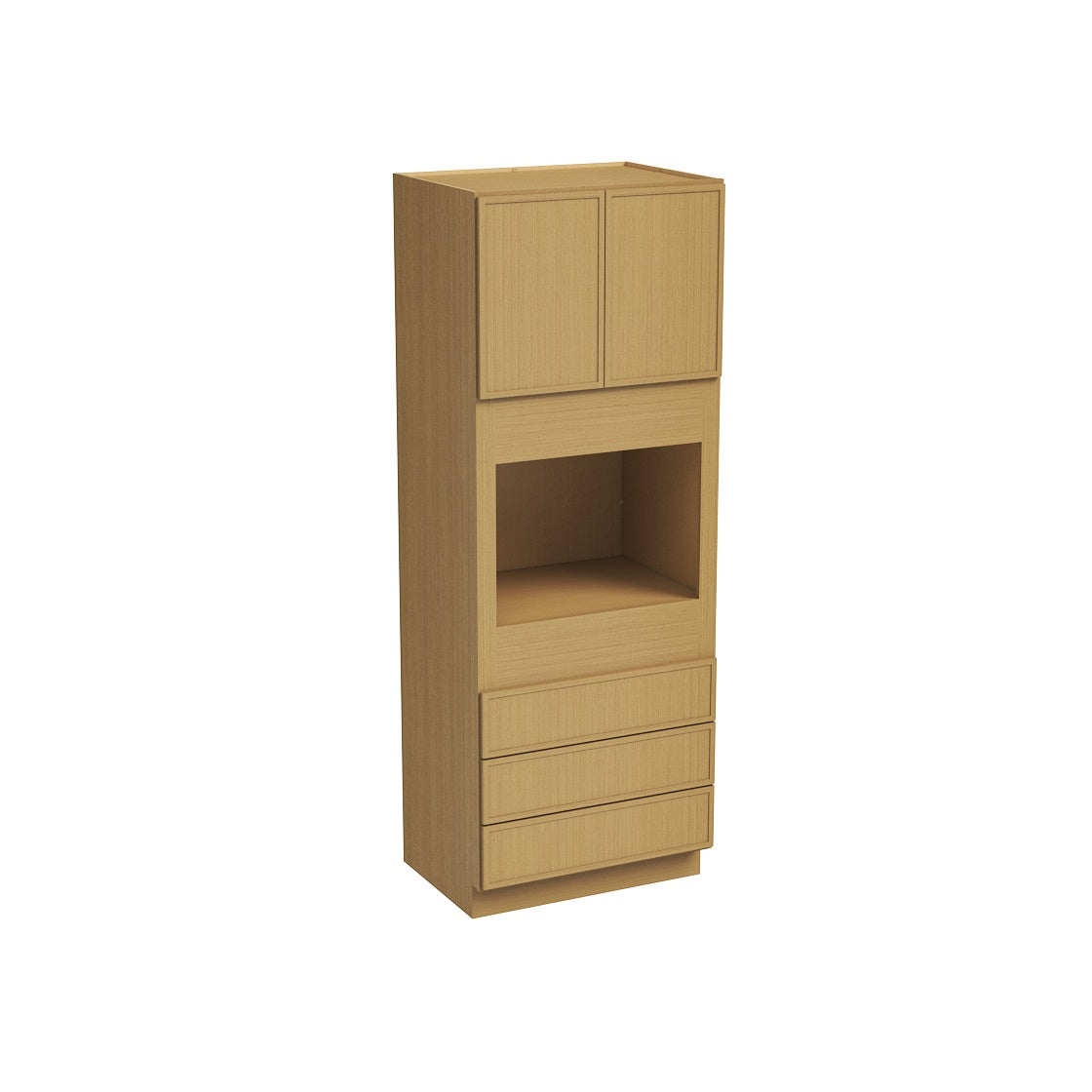 Slim White Oak RTA 33"W x 24"D x 90"-96"H Single Oven Cabinet with 2 Doors & 3 Drawers