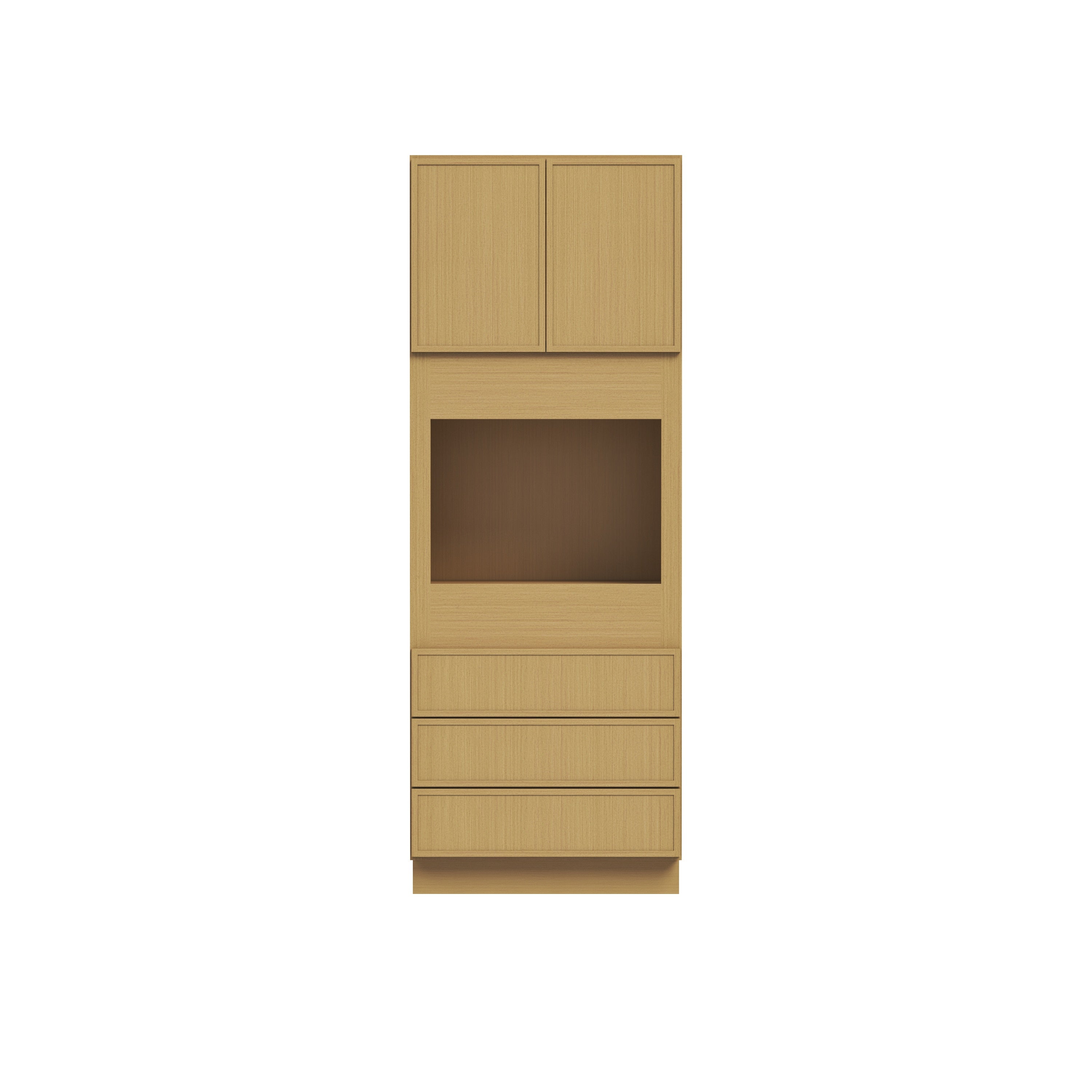 Slim White Oak RTA 33"W x 24"D x 90"-96"H Single Oven Cabinet with 2 Doors & 3 Drawers