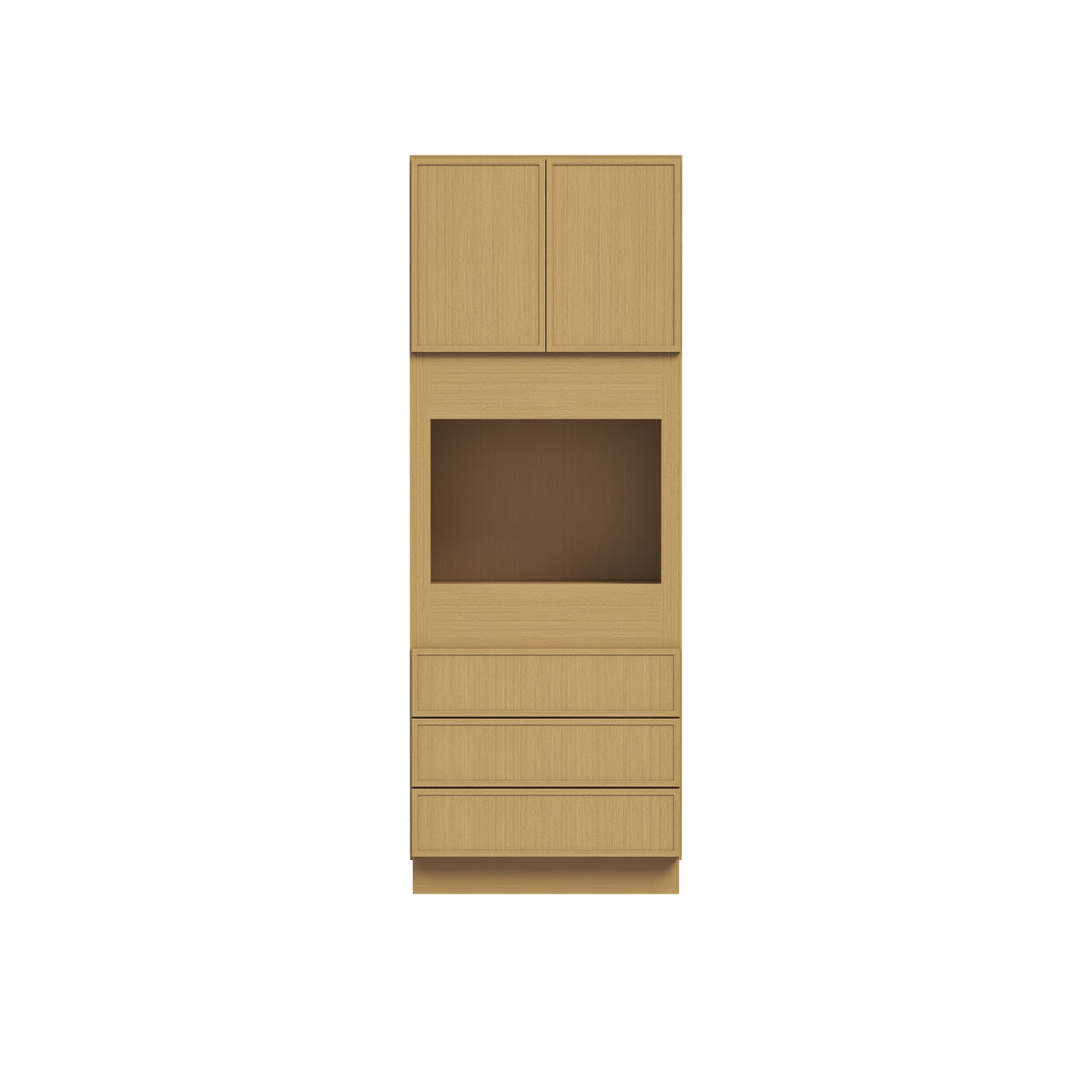 Slim White Oak RTA 33"W x 24"D x 90"-96"H Single Oven Cabinet with 2 Doors & 3 Drawers