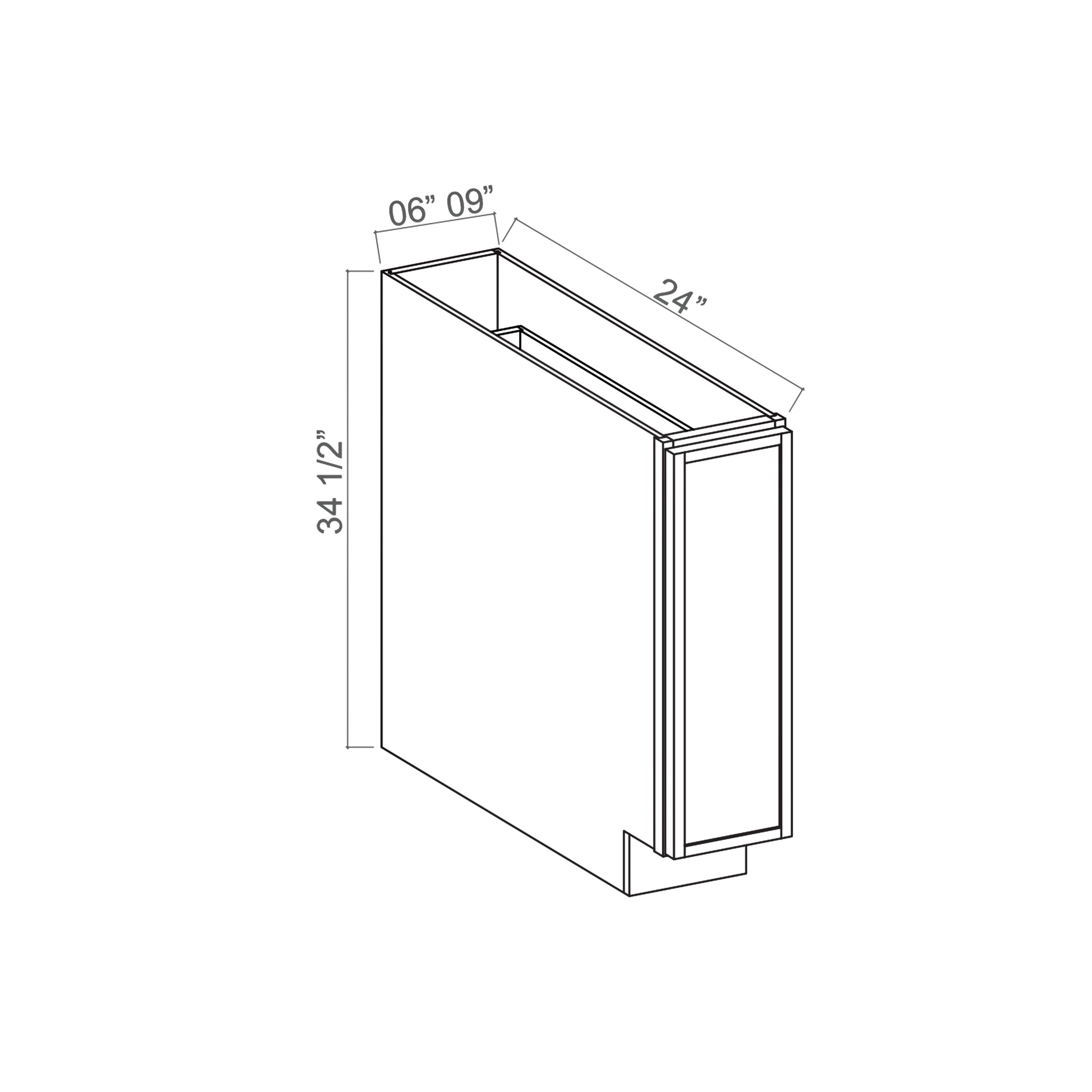 Slim White Oak RTA 6"/9"W x 24"D x 34.5"H Spice Pull-Out Base Cabinet