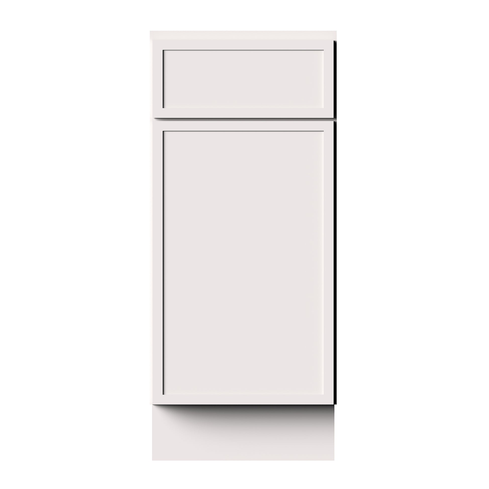 Slim Shaker Alabaster RTA 12"-21"W x 24"D x 34.5"H Standard Base Cabinet With 1 Door, 1 Drawers and 1 Shelves