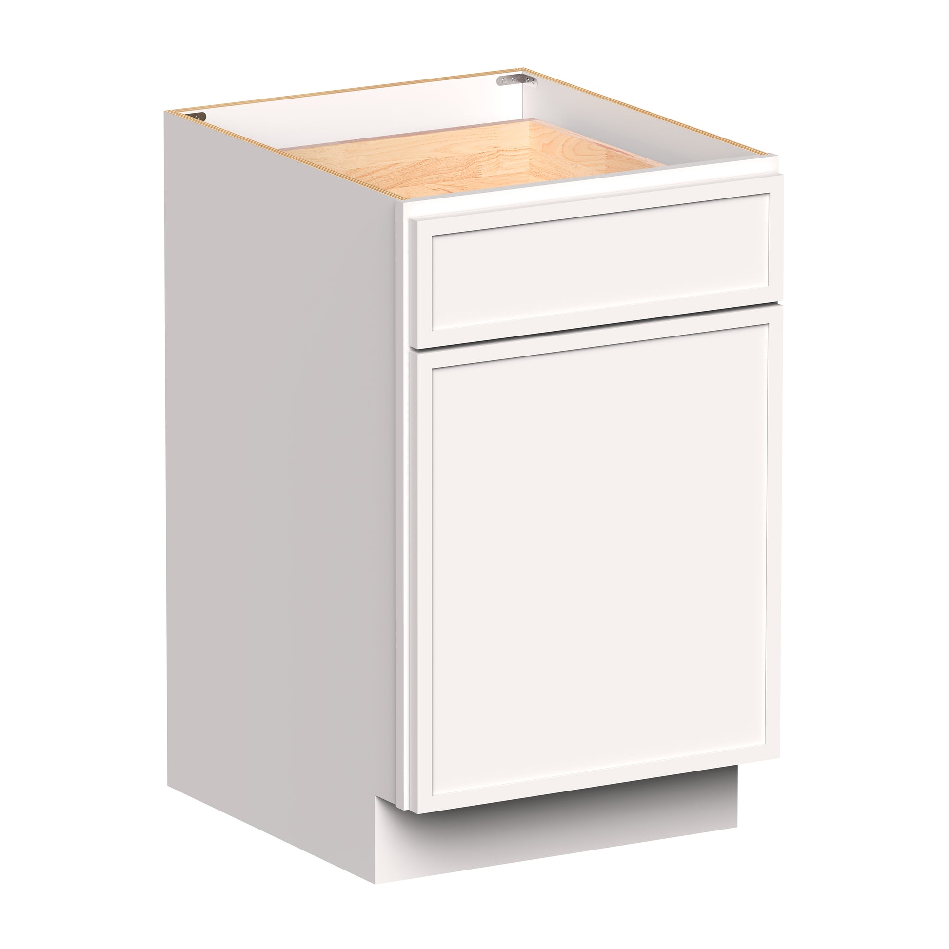 Slim Shaker Alabaster RTA 12"-21"W x 24"D x 34.5"H Standard Base Cabinet With 1 Door, 1 Drawers and 1 Shelves