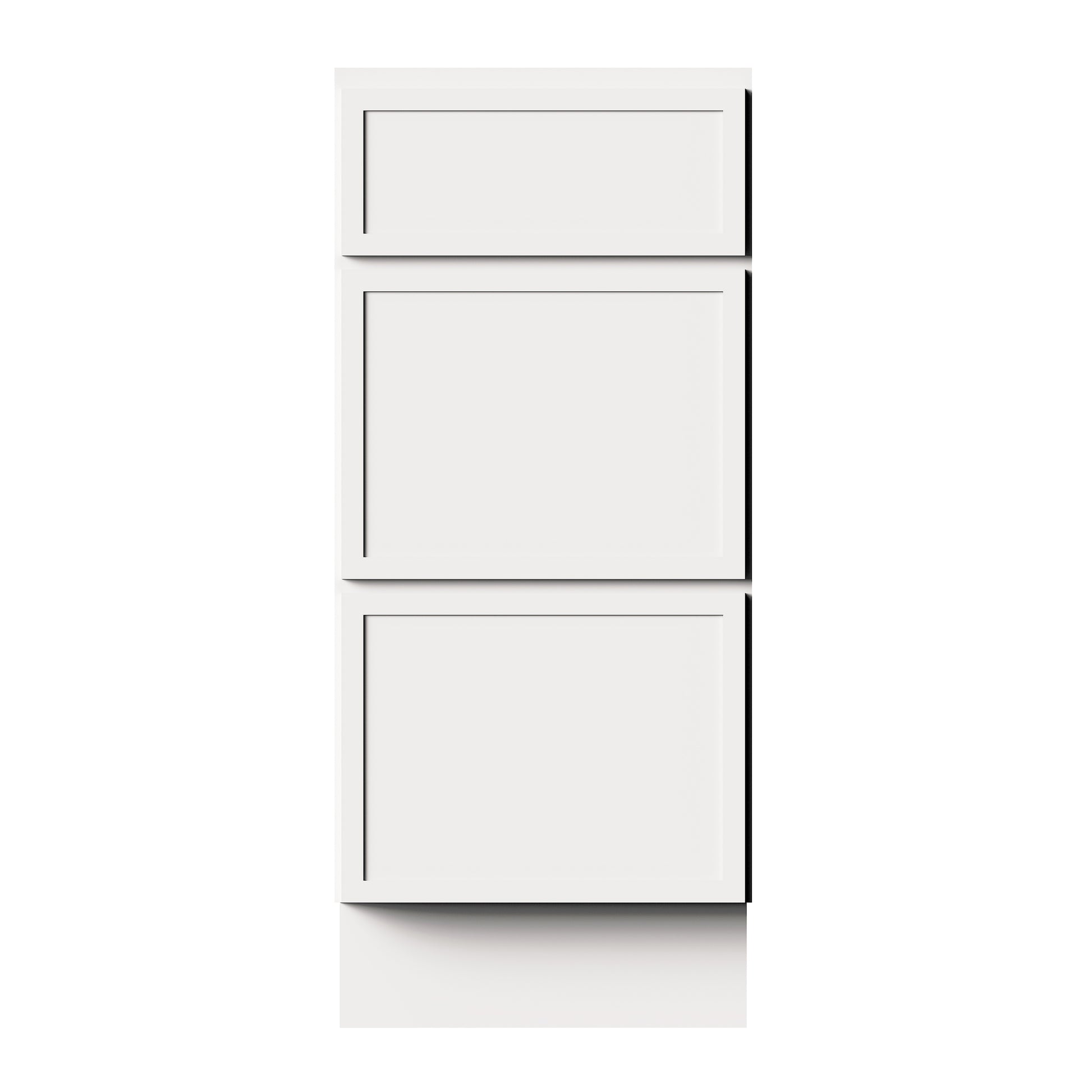 Slim Shaker Alabaster RTA 12"- 36"W x 24"D x 34.5"H Drawer Base Cabinets With 3 Drawers
