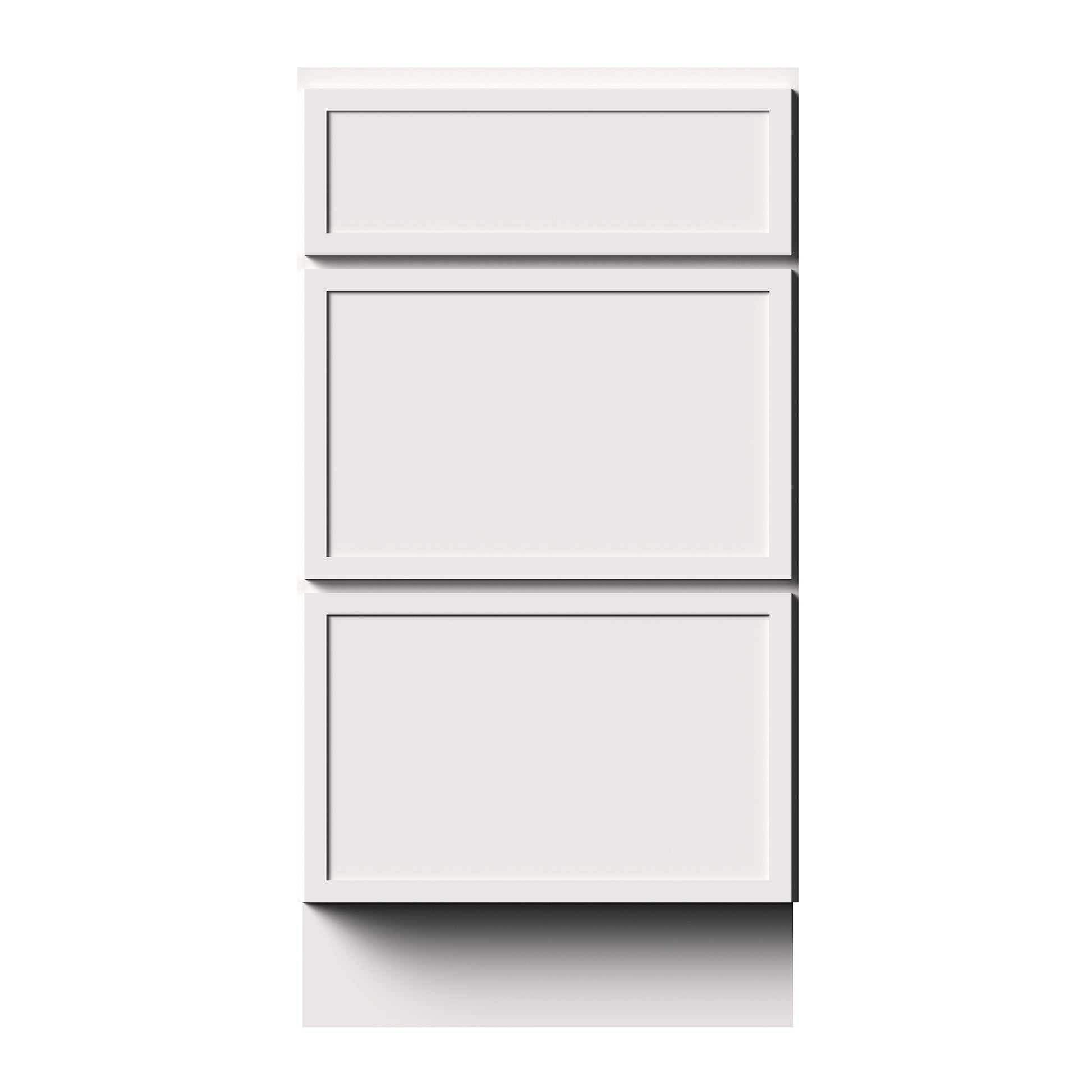 Slim Shaker Alabaster RTA 12"- 36"W x 24"D x 34.5"H Drawer Base Cabinets With 3 Drawers