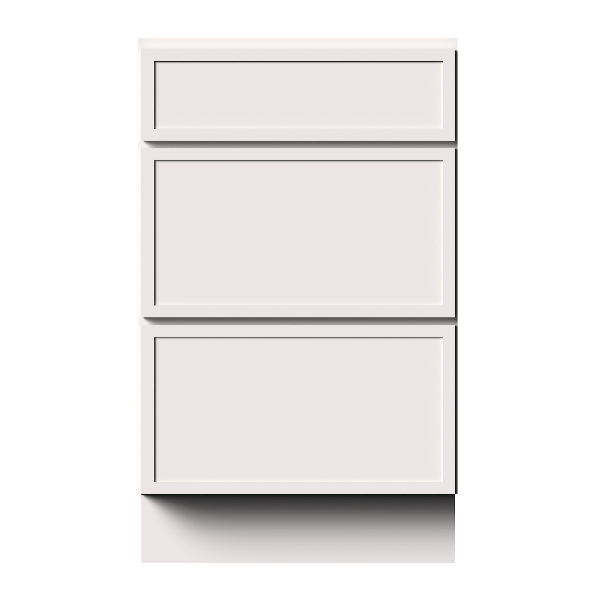 Slim Shaker Alabaster RTA 12"- 36"W x 24"D x 34.5"H Drawer Base Cabinets With 3 Drawers