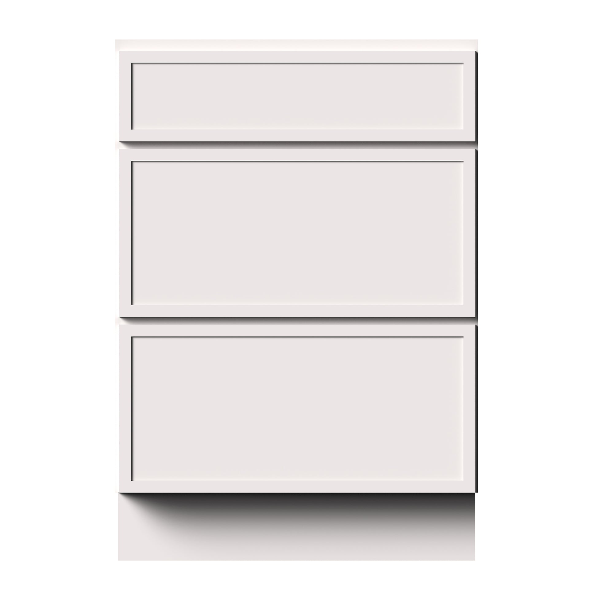 Slim Shaker Alabaster RTA 12"- 36"W x 24"D x 34.5"H Drawer Base Cabinets With 3 Drawers