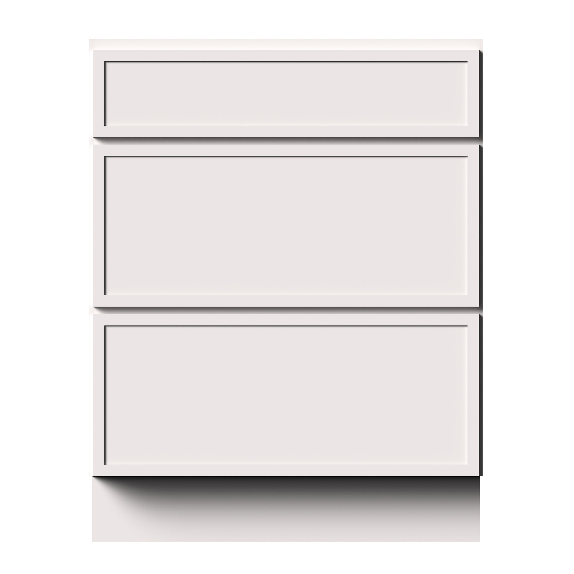 Slim Shaker Alabaster RTA 12"- 36"W x 24"D x 34.5"H Drawer Base Cabinets With 3 Drawers