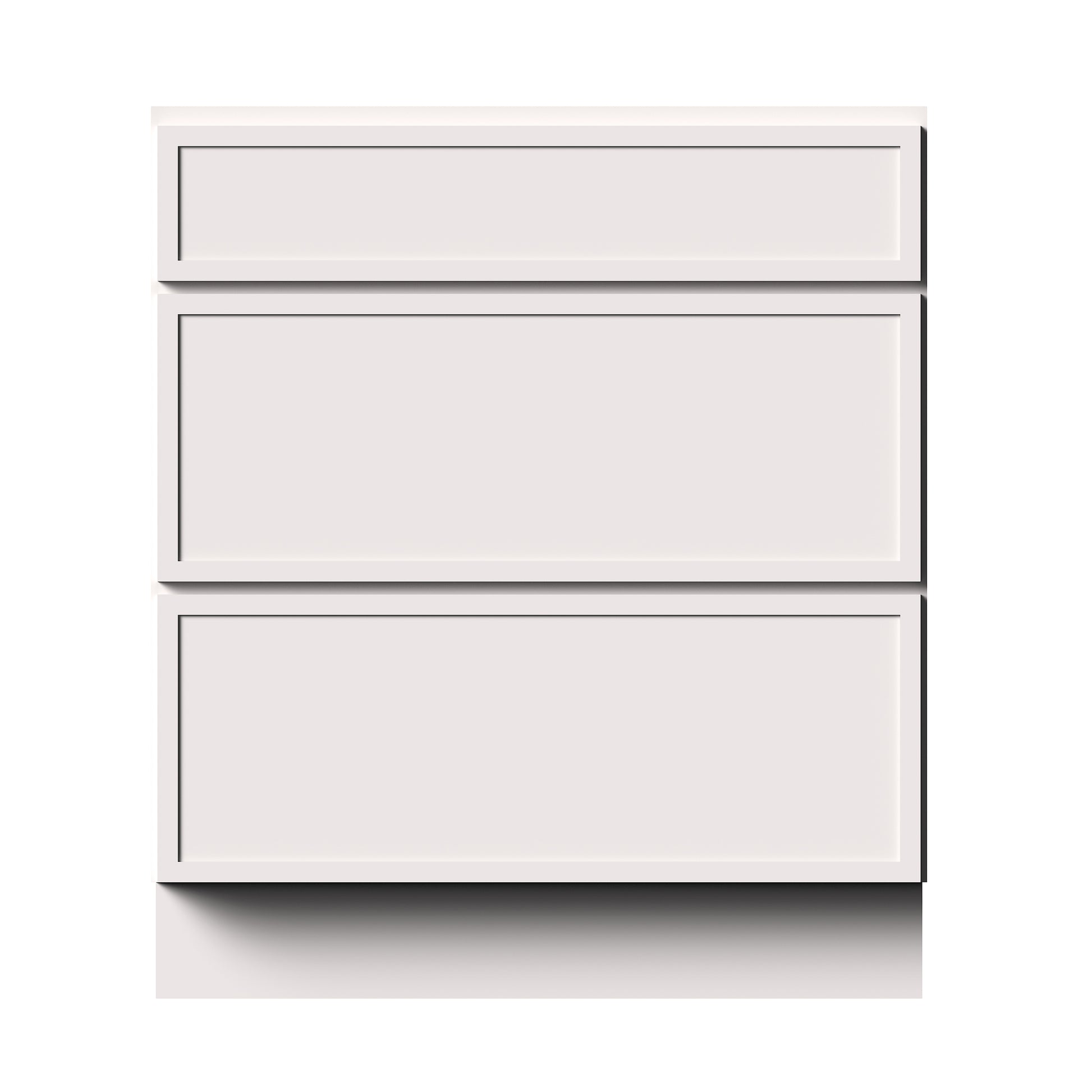Slim Shaker Alabaster RTA 12"- 36"W x 24"D x 34.5"H Drawer Base Cabinets With 3 Drawers