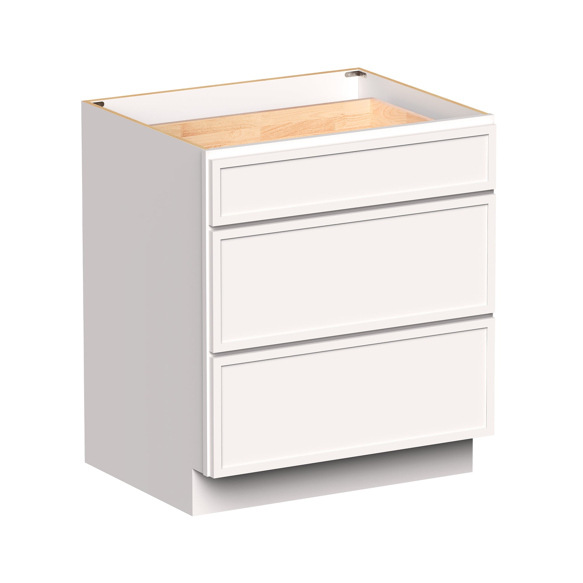 Slim Shaker Alabaster RTA 12"- 36"W x 24"D x 34.5"H Drawer Base Cabinets With 3 Drawers