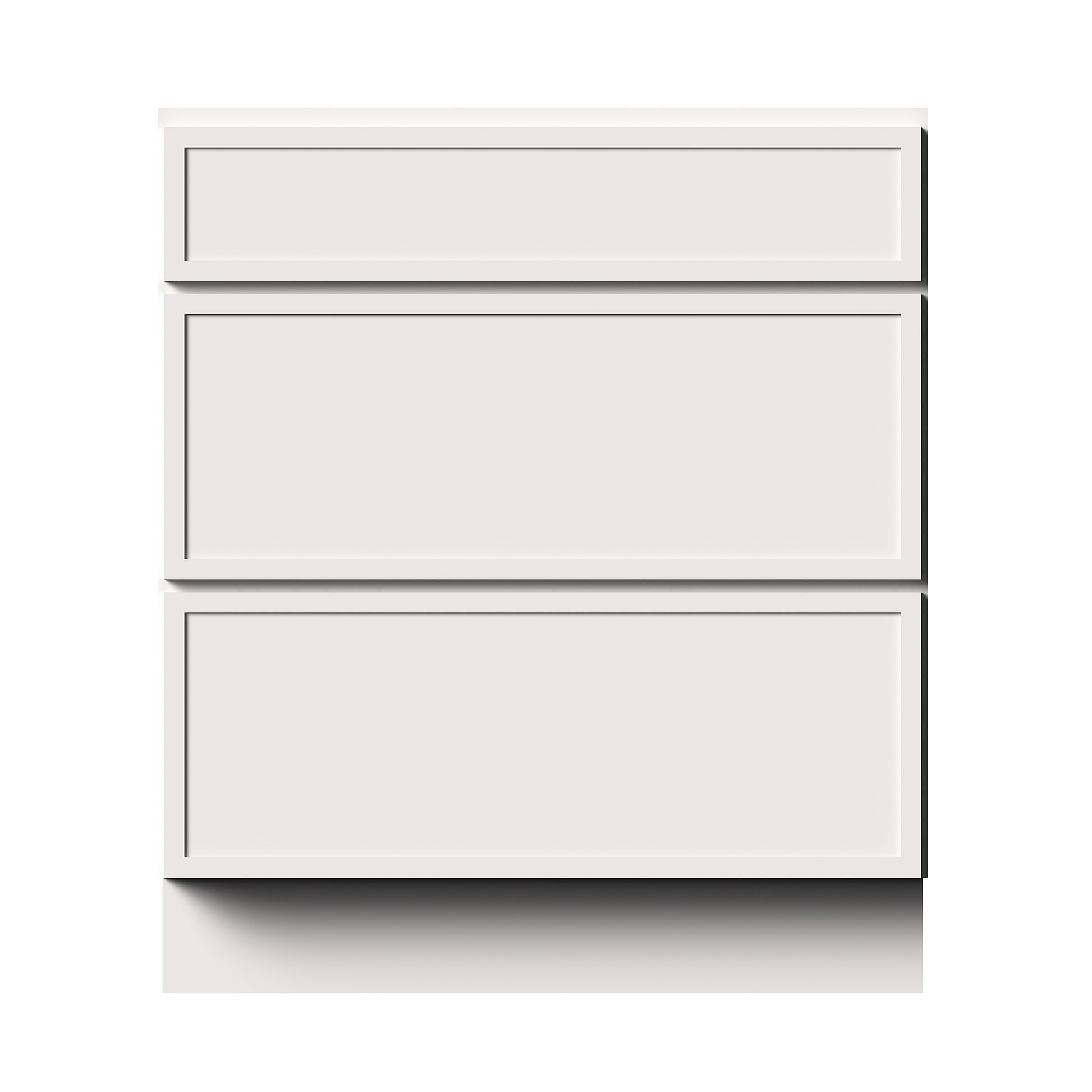 Slim Shaker Alabaster RTA 12"- 36"W x 24"D x 34.5"H Drawer Base Cabinets With 3 Drawers