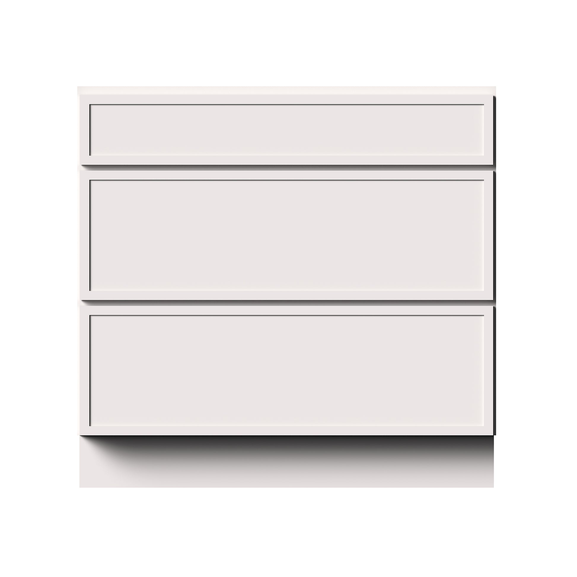 Slim Shaker Alabaster RTA 12"- 36"W x 24"D x 34.5"H Drawer Base Cabinets With 3 Drawers