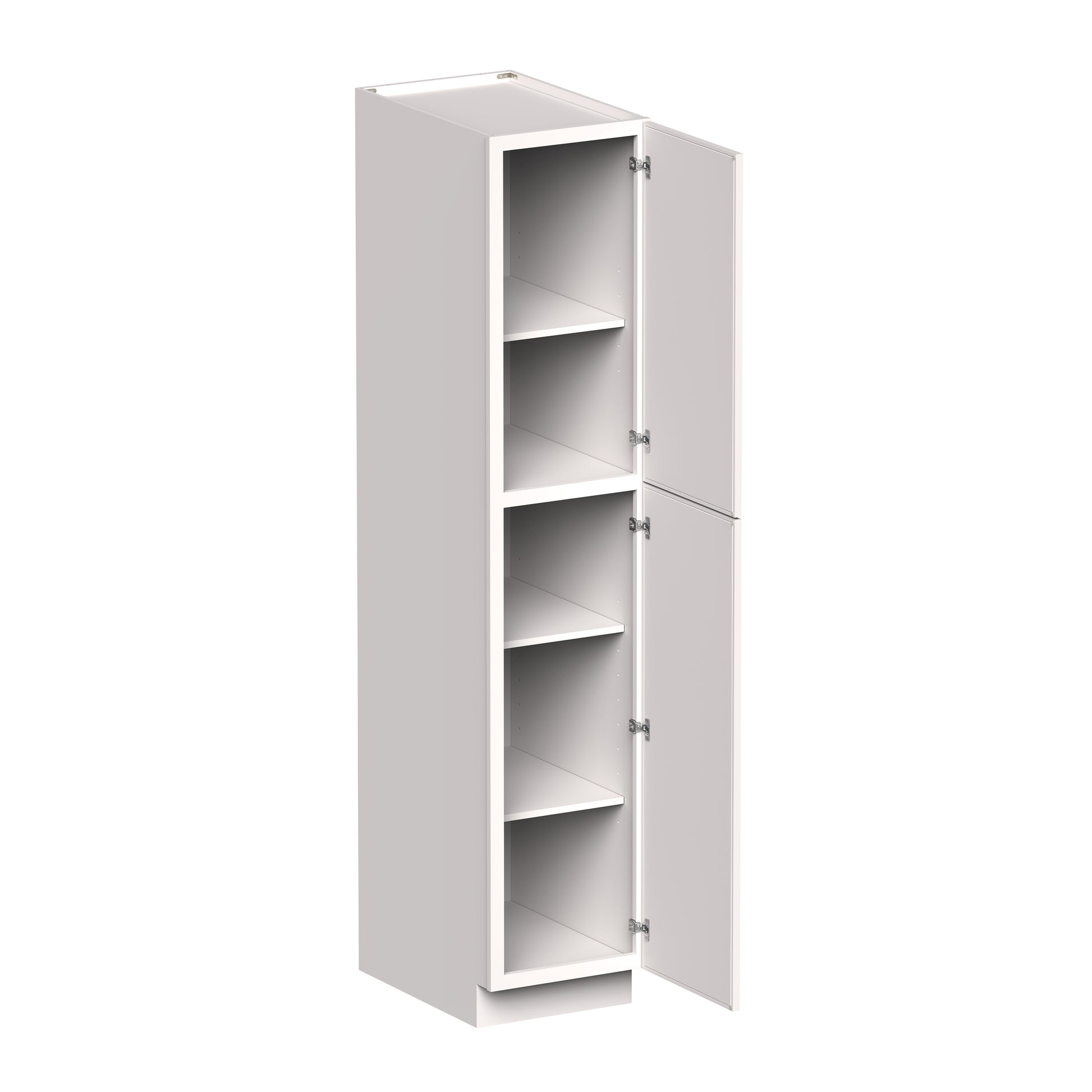 Slim Shaker Alabaster RTA 18"W x 27"D x 84"/90"H Pantry Cabinet With 2 Door and 4 Shelves