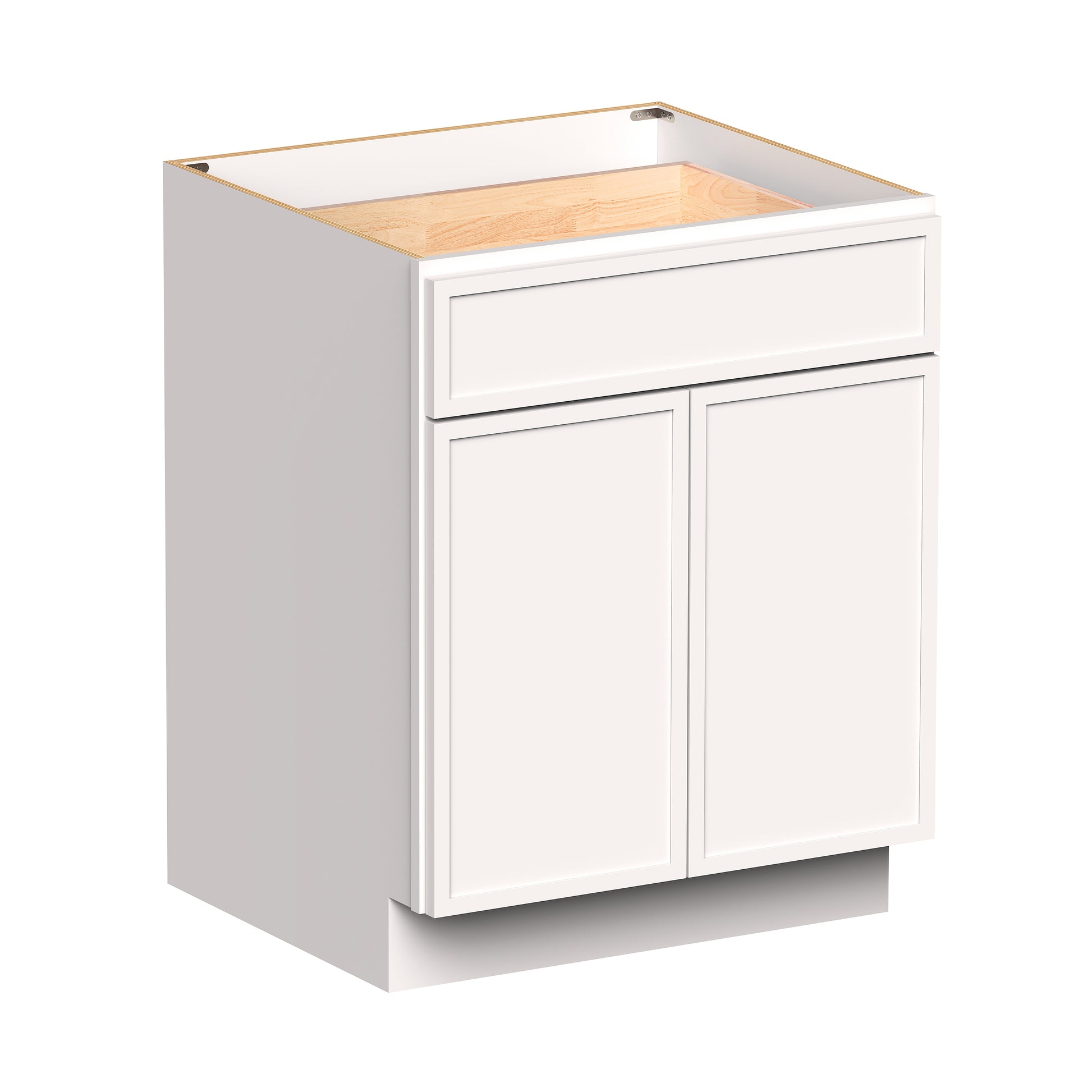Slim Shaker Alabaster RTA 24"-30"W x 24"D x 34.5"H Standard Base Cabinet With 2 Doors, 1 Drawers and 1 Shelves