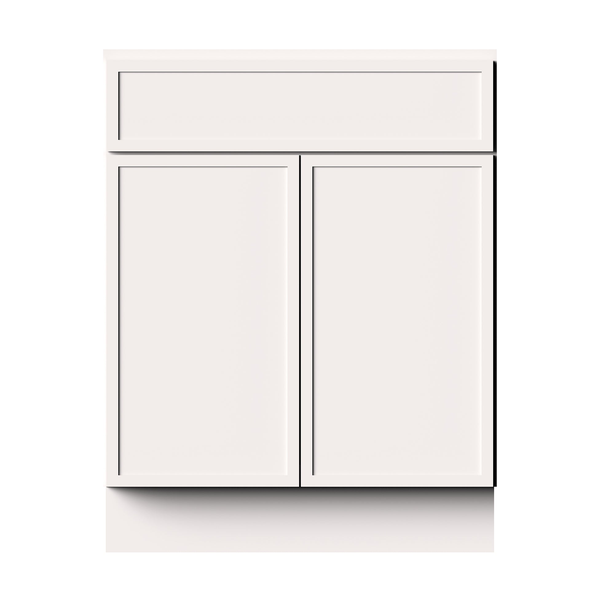 Slim Shaker Alabaster RTA 24"-30"W x 24"D x 34.5"H Standard Base Cabinet With 2 Doors, 1 Drawers and 1 Shelves