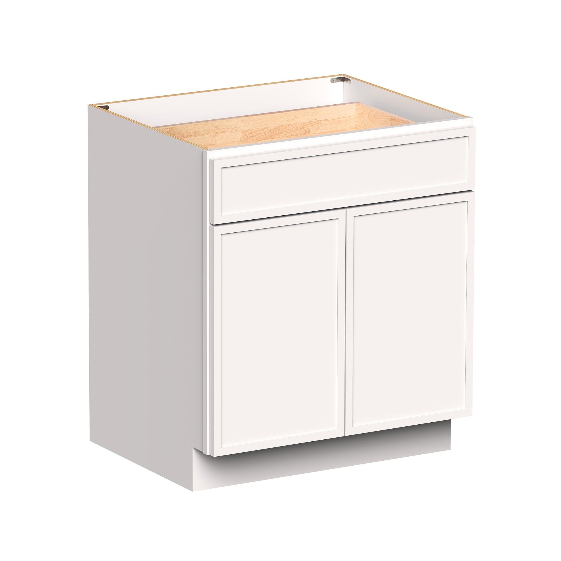 Slim Shaker Alabaster RTA 24"-30"W x 24"D x 34.5"H Standard Base Cabinet With 2 Doors, 1 Drawers and 1 Shelves