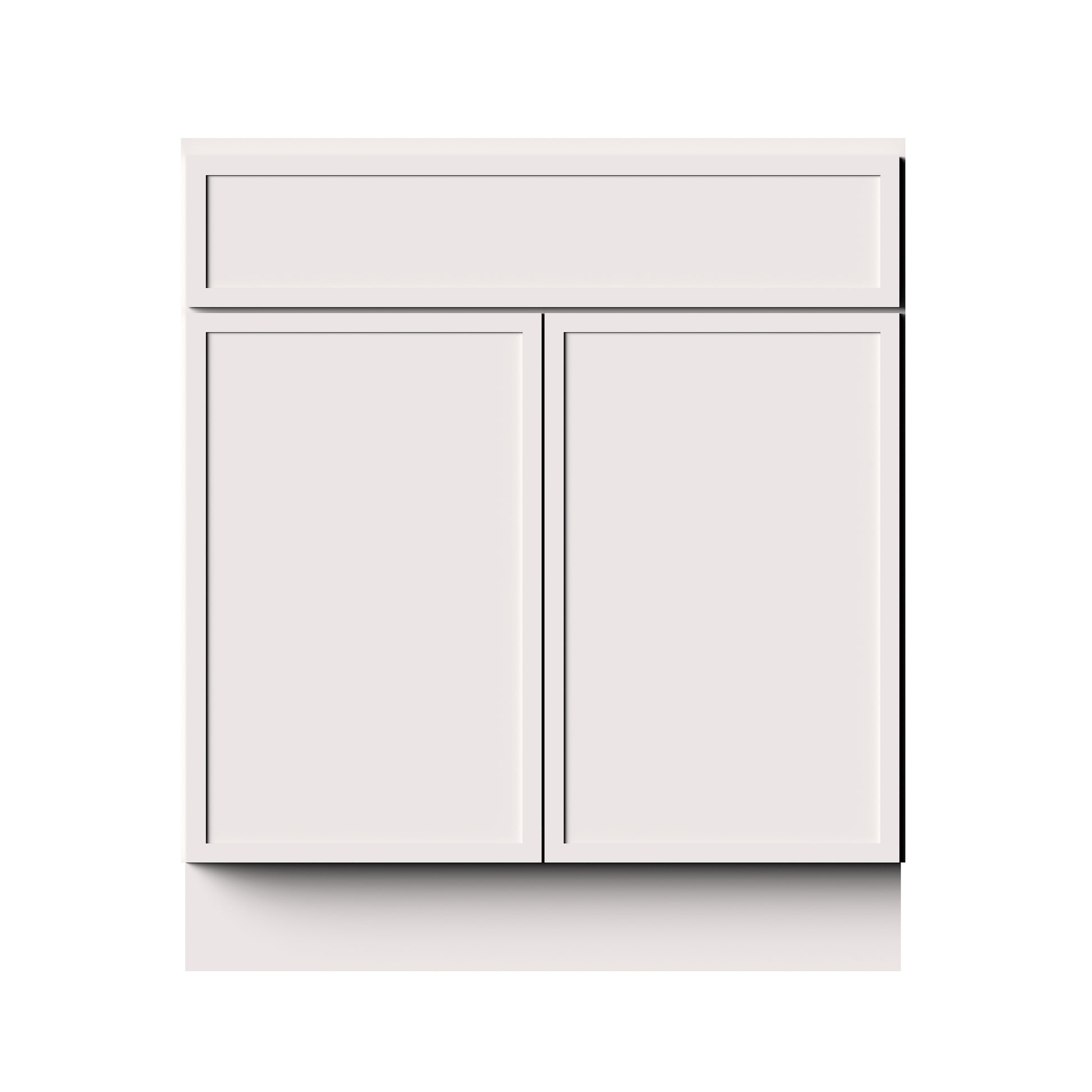 Slim Shaker Alabaster RTA 24"-30"W x 24"D x 34.5"H Standard Base Cabinet With 2 Doors, 1 Drawers and 1 Shelves