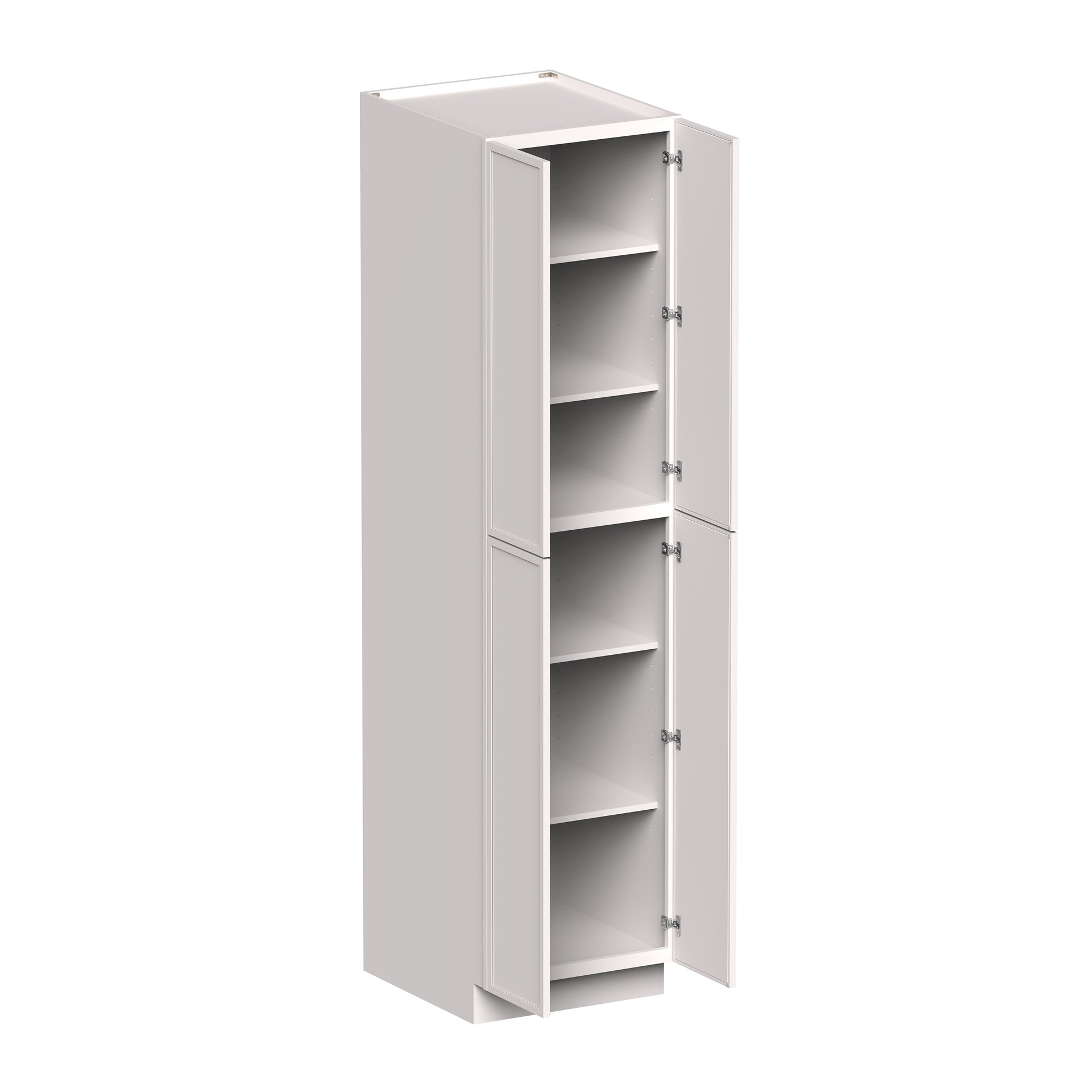 Slim Shaker Alabaster RTA 24"/30"W x 27"D x 84"/90"H Pantry Cabinet With 4 Door and 4 Shelves