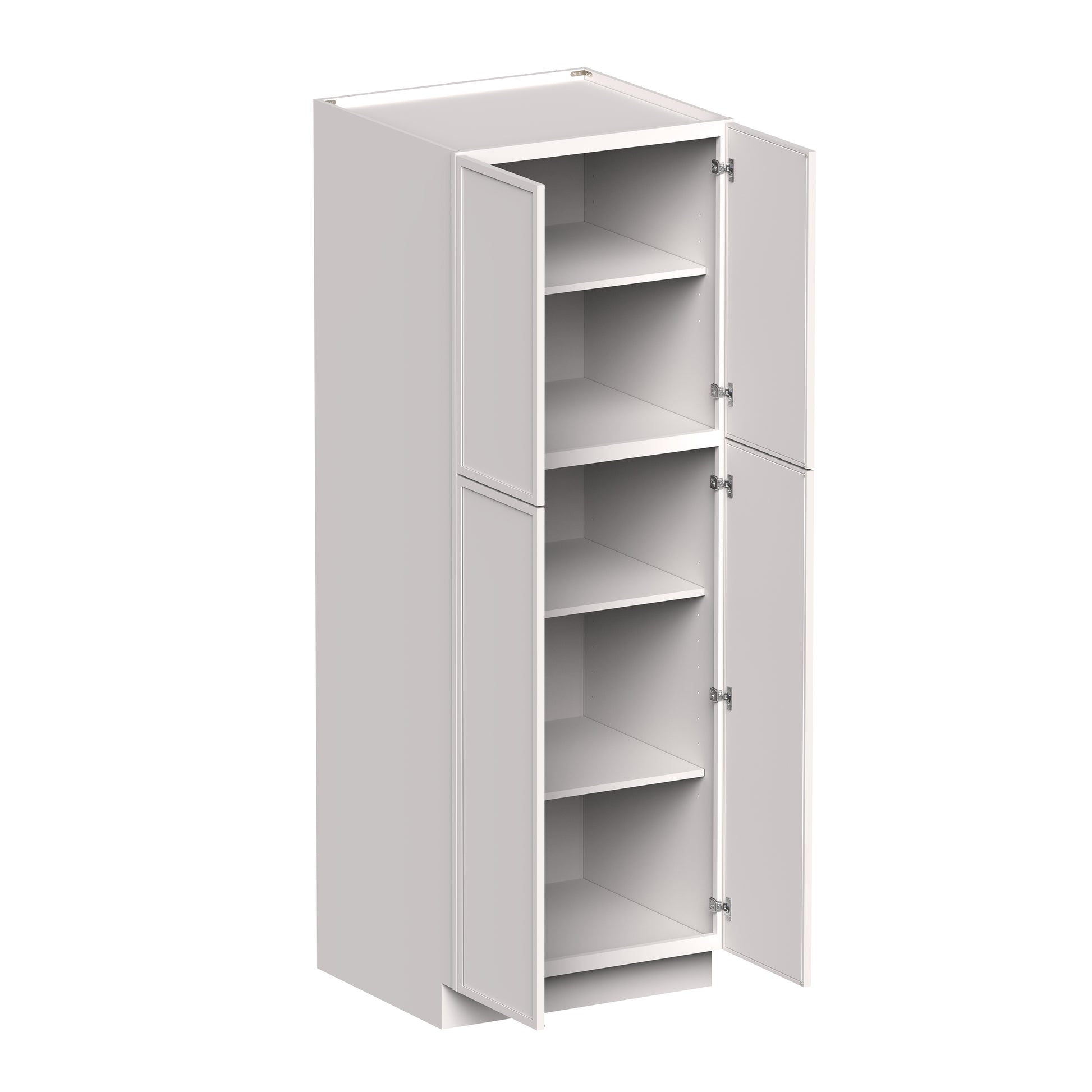 Slim Shaker Alabaster RTA 24"/30"W x 27"D x 84"/90"H Pantry Cabinet With 4 Door and 4 Shelves