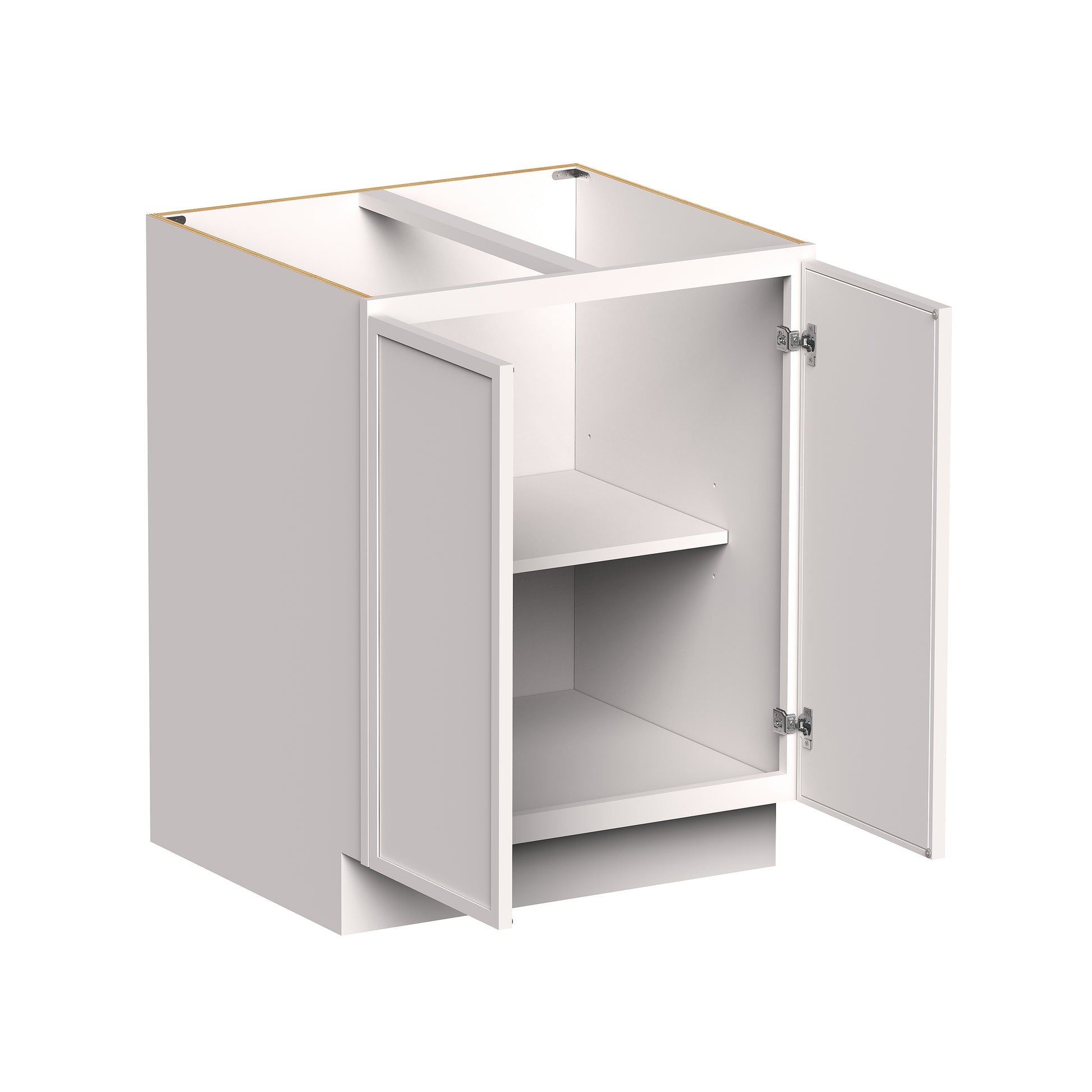 Slim Shaker Alabaster RTA 24"- 36"W x 24"D x 34.5"H Full Height Door Base Cabinet With 2 Doors and 1 Shelves