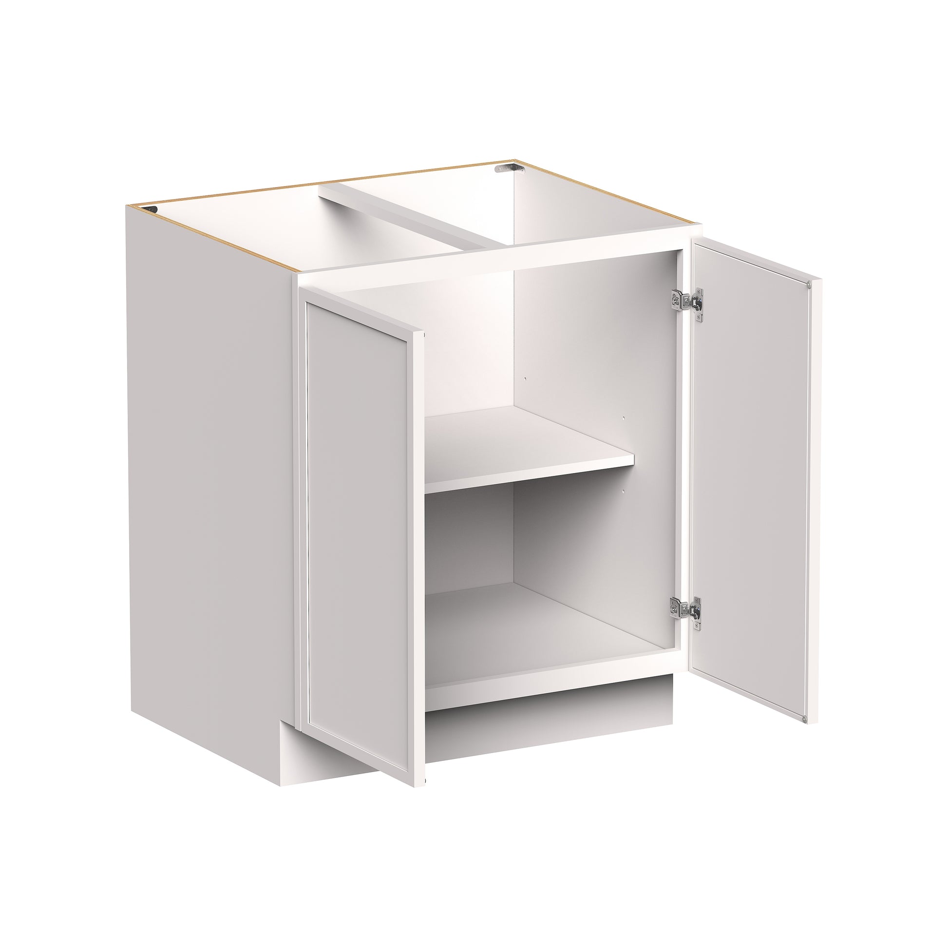 Slim Shaker Alabaster RTA 24"- 36"W x 24"D x 34.5"H Full Height Door Base Cabinet With 2 Doors and 1 Shelves