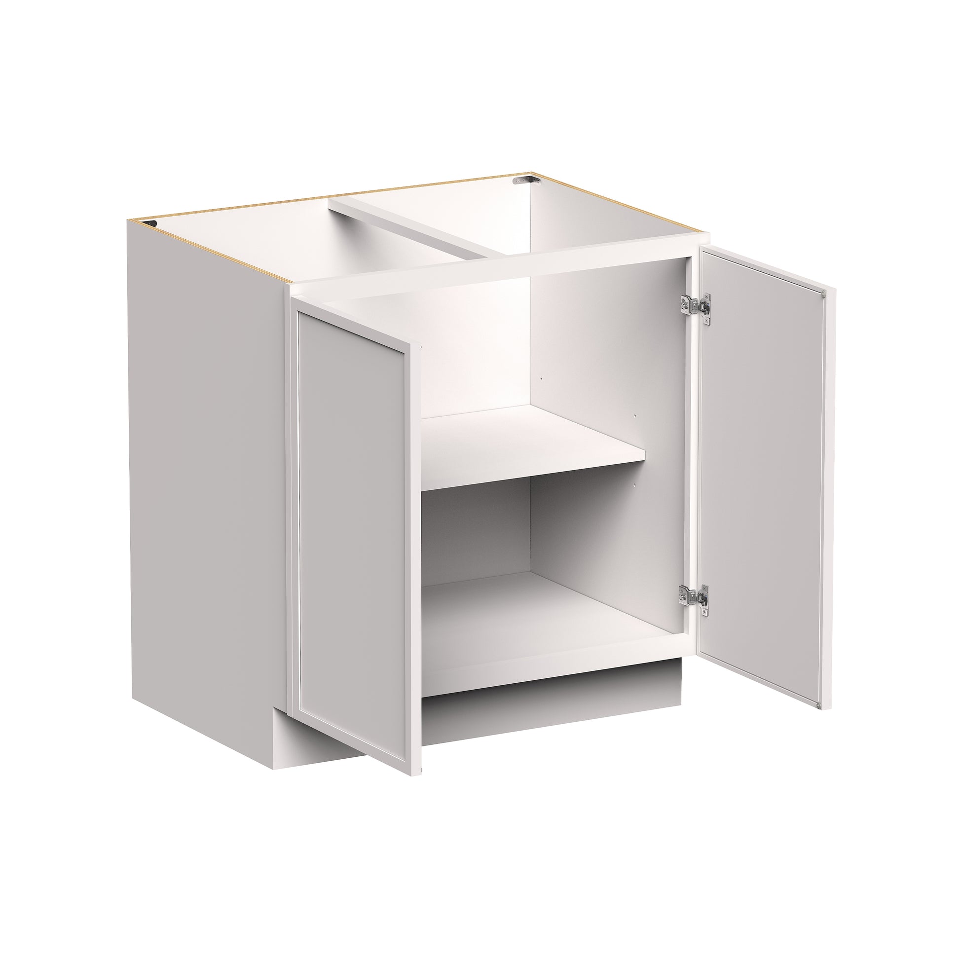 Slim Shaker Alabaster RTA 24"- 36"W x 24"D x 34.5"H Full Height Door Base Cabinet With 2 Doors and 1 Shelves