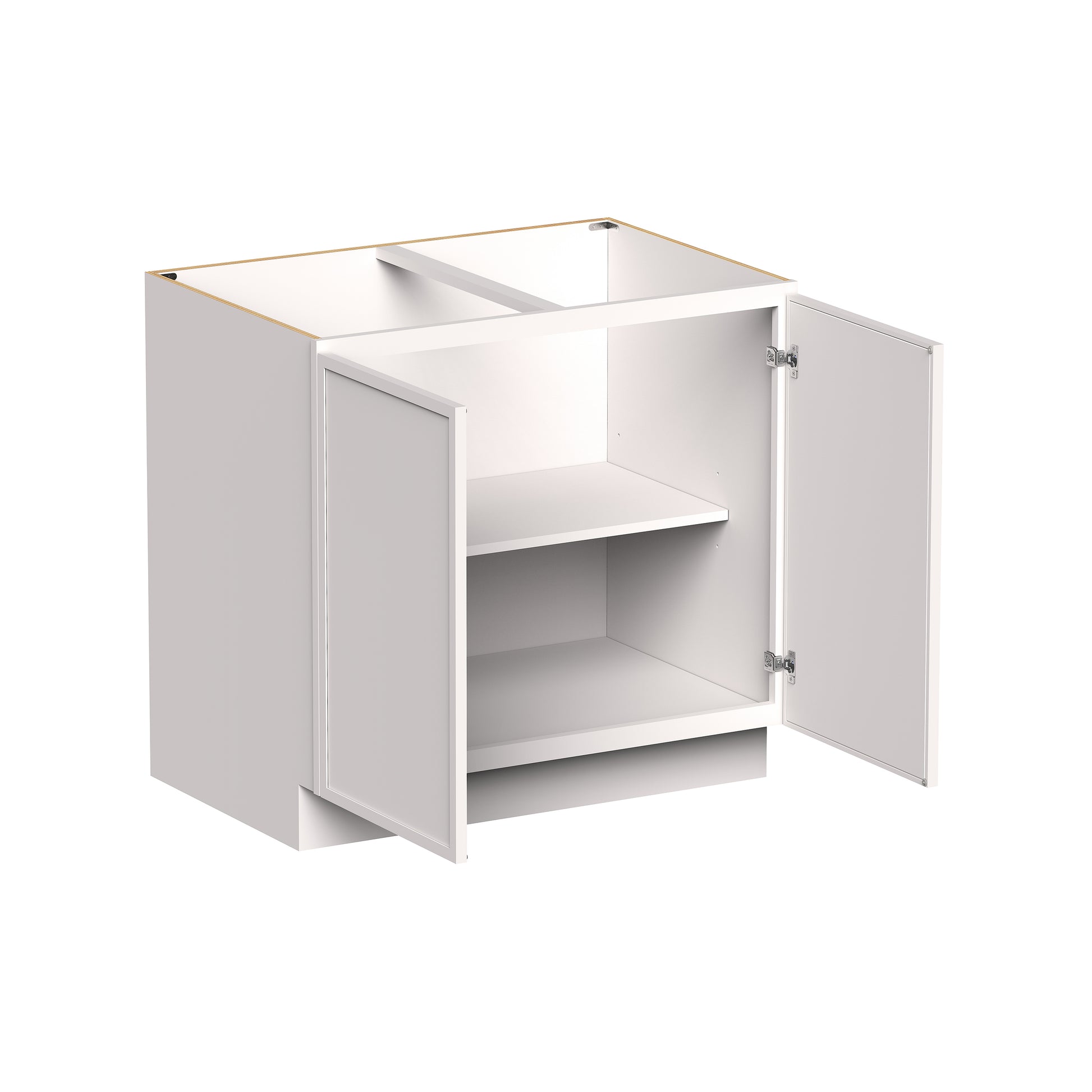 Slim Shaker Alabaster RTA 24"- 36"W x 24"D x 34.5"H Full Height Door Base Cabinet With 2 Doors and 1 Shelves