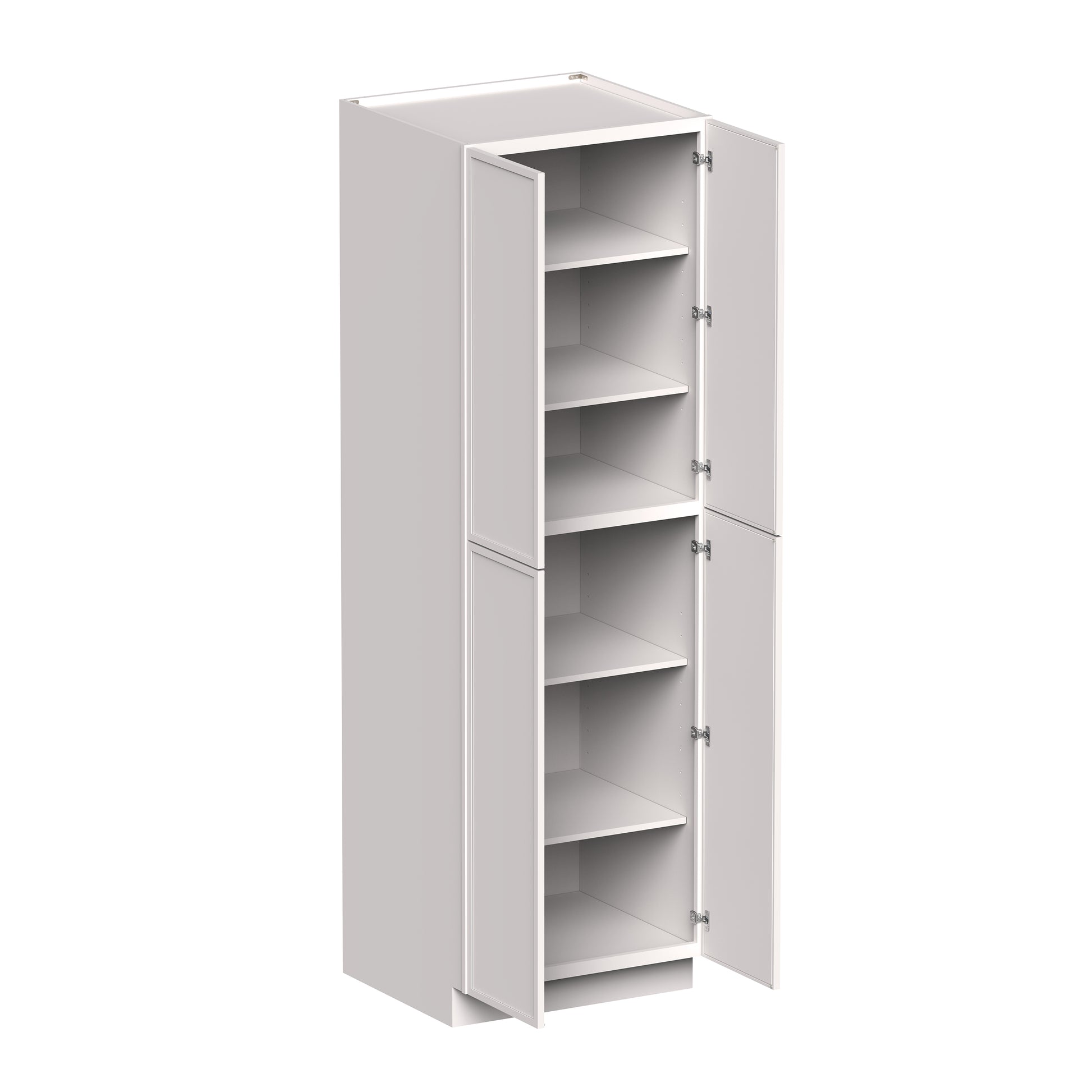 Slim Shaker Alabaster RTA 24"/30"W x 27"D x 96"H Pantry Cabinet With 4 Door and 5 Shelves