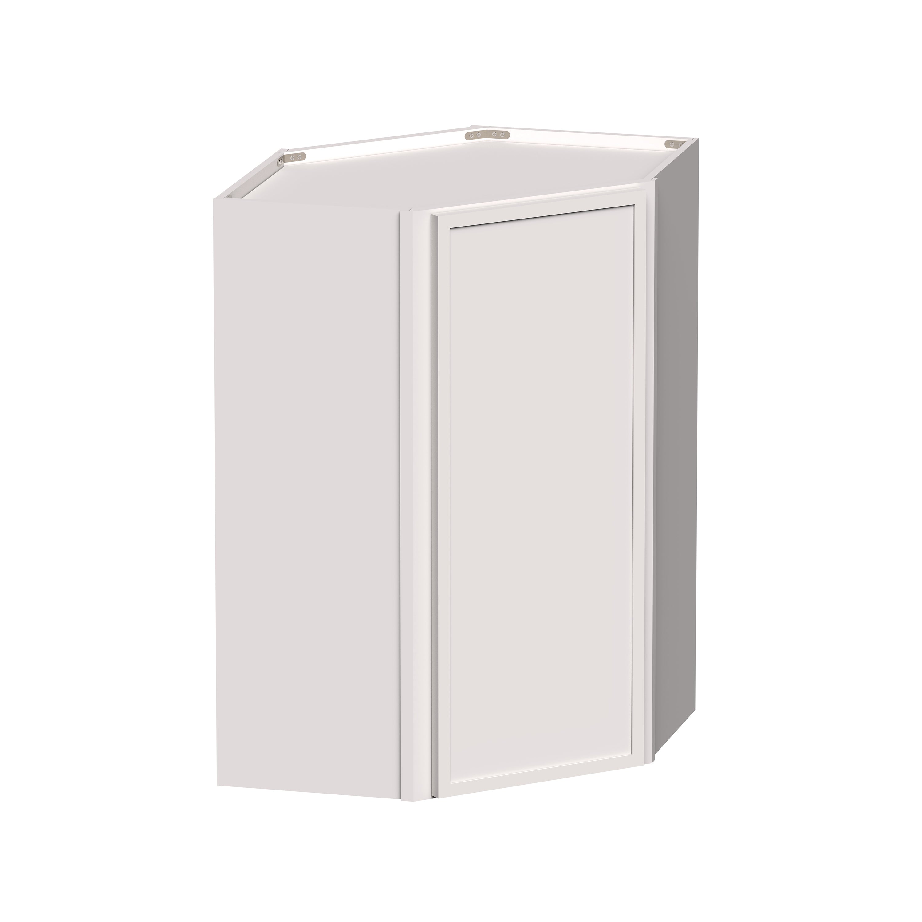 Slim Shaker Alabaster RTA 24"W x 12"D x 30"-42"H Wall Diagonal CornerI Cabinet With 1 Doors and 2-3 Shelves