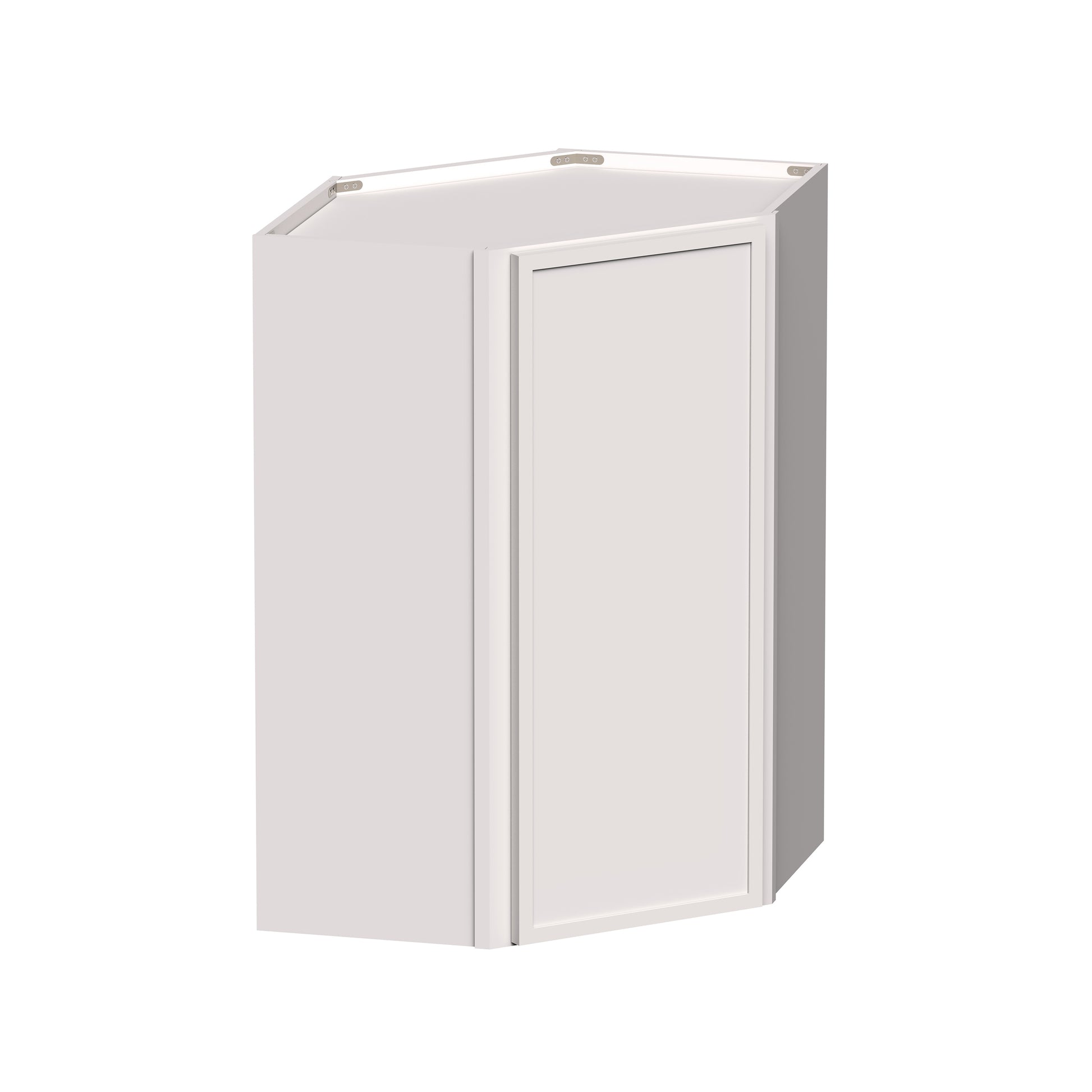 Slim Shaker Alabaster RTA 24"W x 12"D x 30"-42"H Wall Diagonal CornerI Cabinet With 1 Doors and 2-3 Shelves