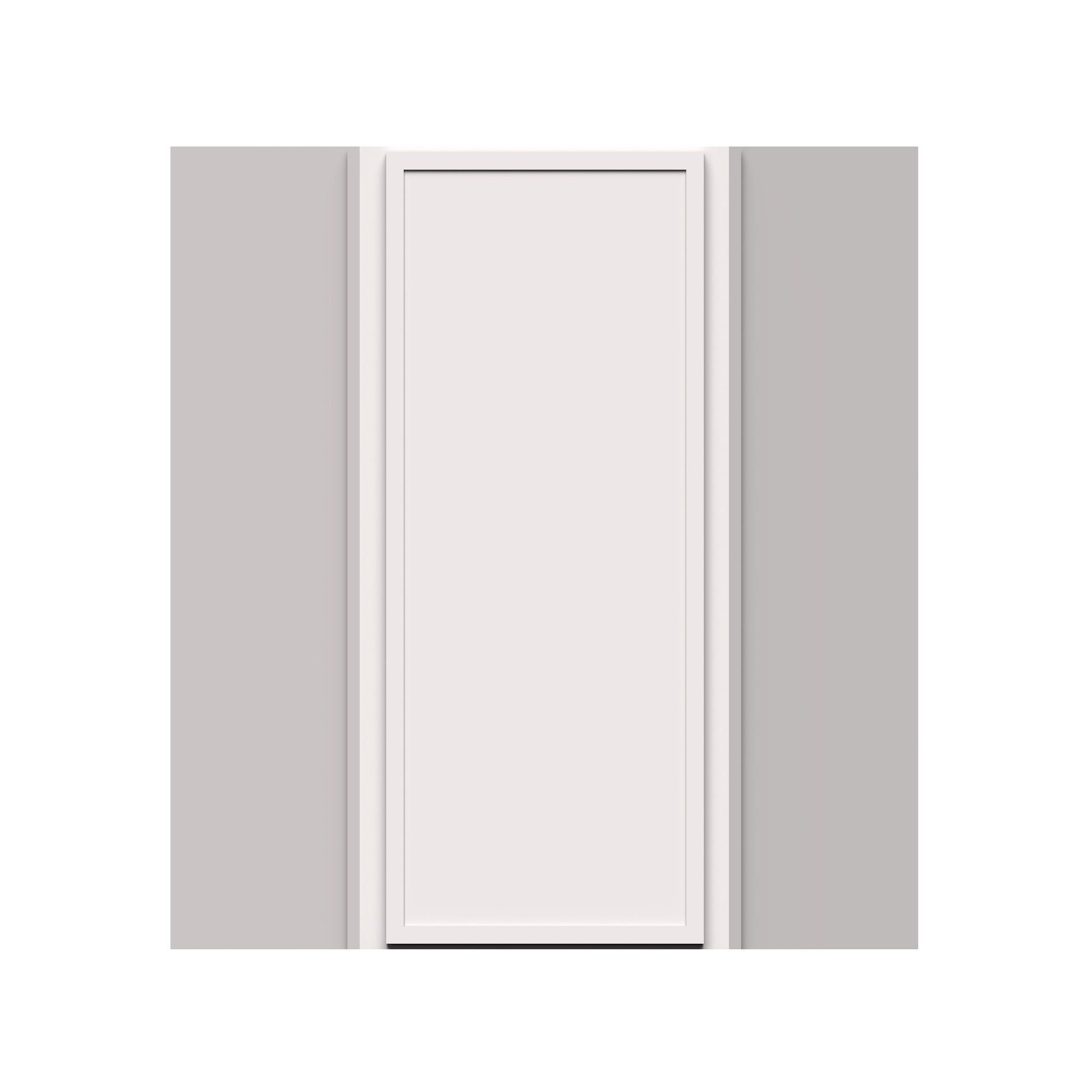 Slim Shaker Alabaster RTA 24"W x 12"D x 30"-42"H Wall Diagonal CornerI Cabinet With 1 Doors and 2-3 Shelves