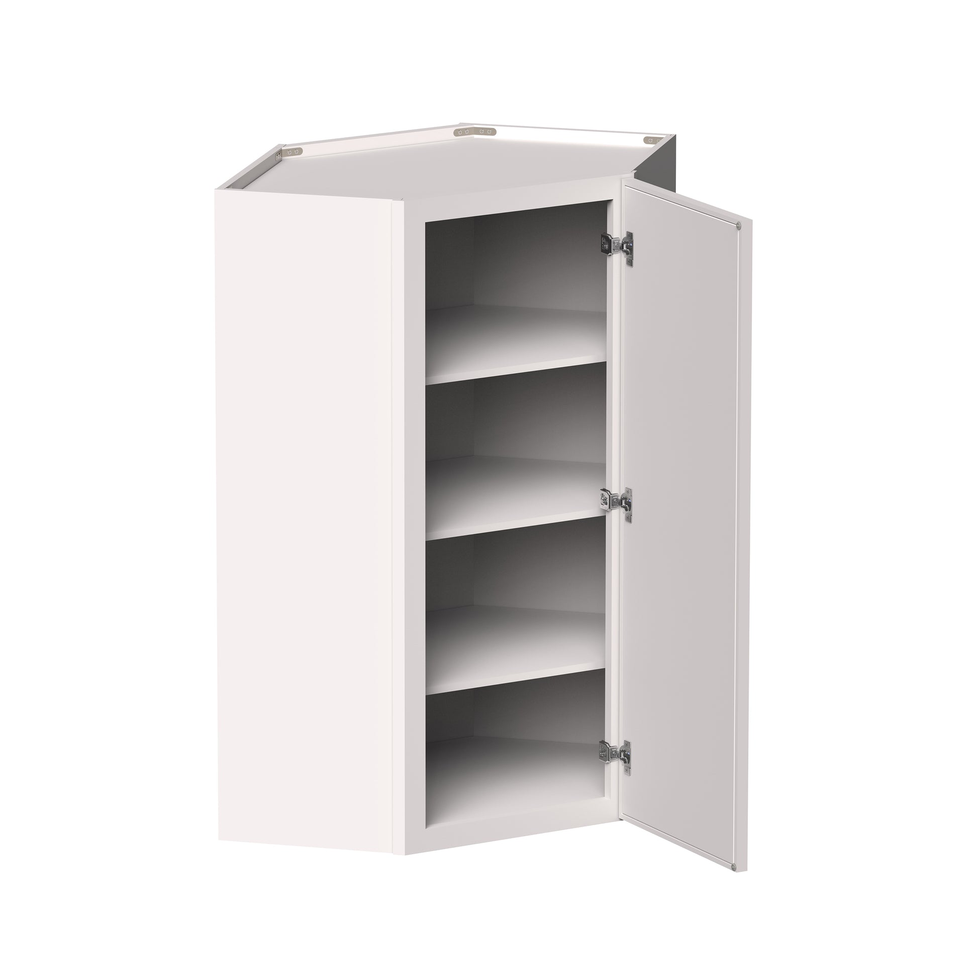 Slim Shaker Alabaster RTA 24"W x 12"D x 30"-42"H Wall Diagonal CornerI Cabinet With 1 Doors and 2-3 Shelves