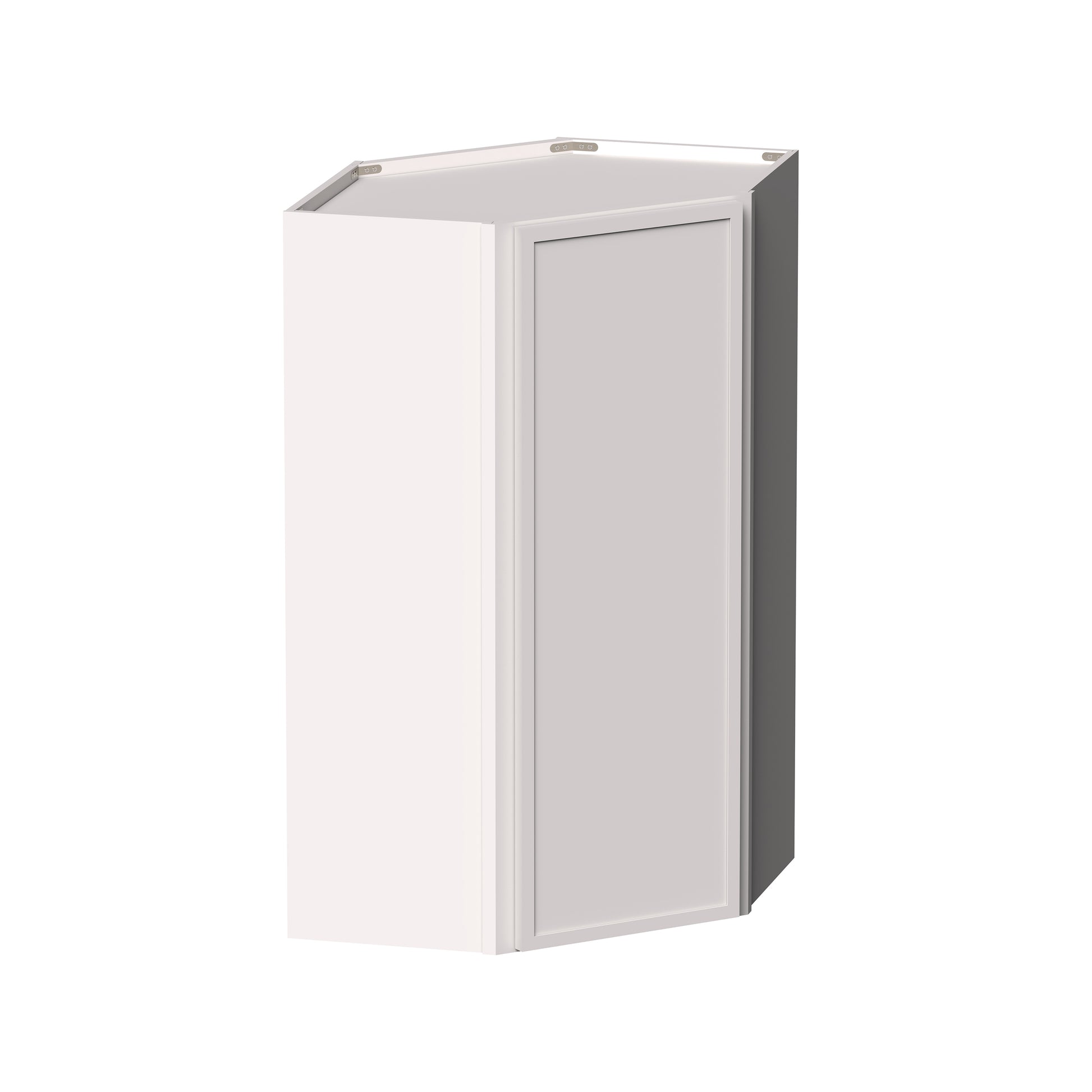 Slim Shaker Alabaster RTA 24"W x 12"D x 30"-42"H Wall Diagonal CornerI Cabinet With 1 Doors and 2-3 Shelves