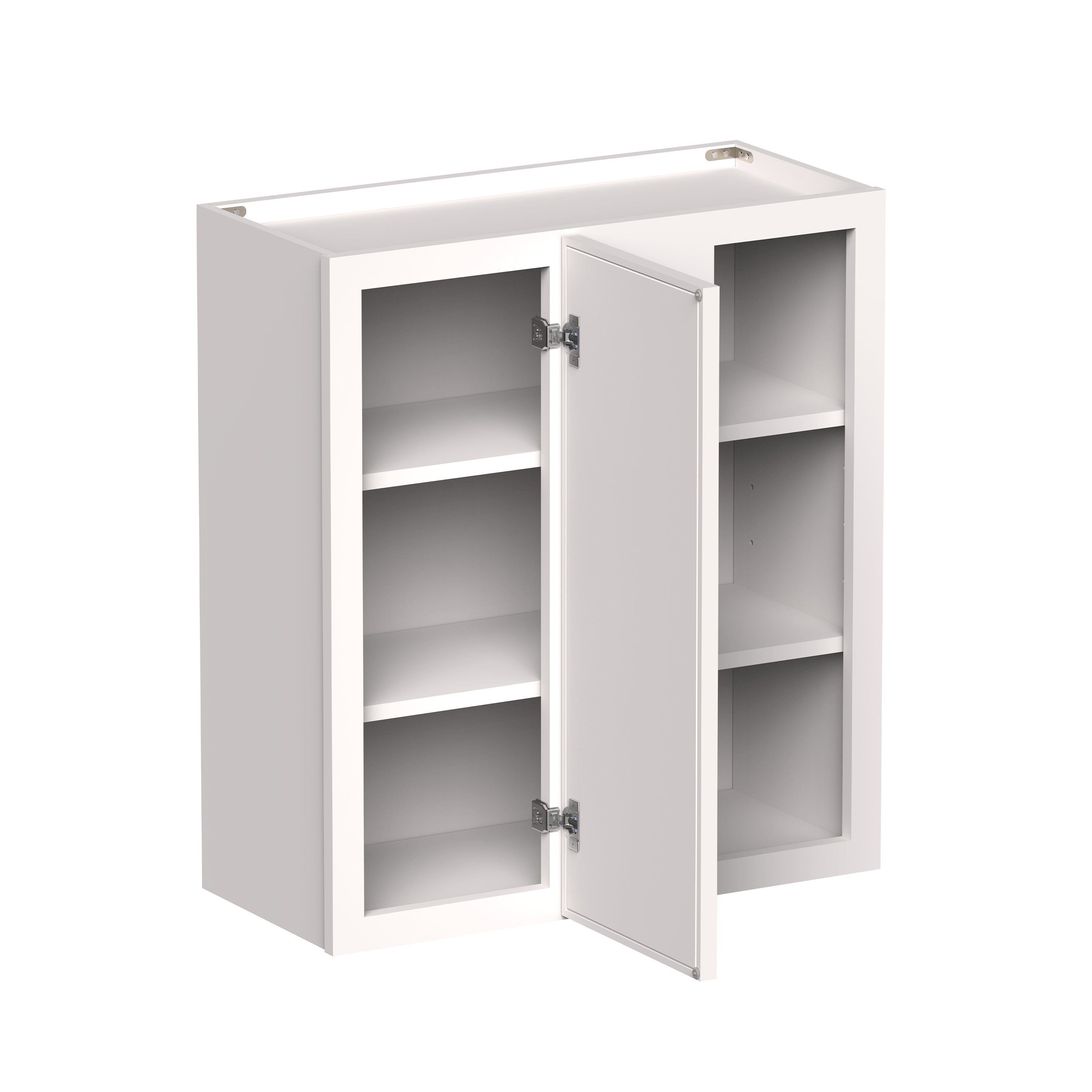 Slim Shaker Alabaster RTA 27"W x 12"D x 30"-42"H Standard Corner Wall Cabinets With 1 Doors and 2-3 Shelves