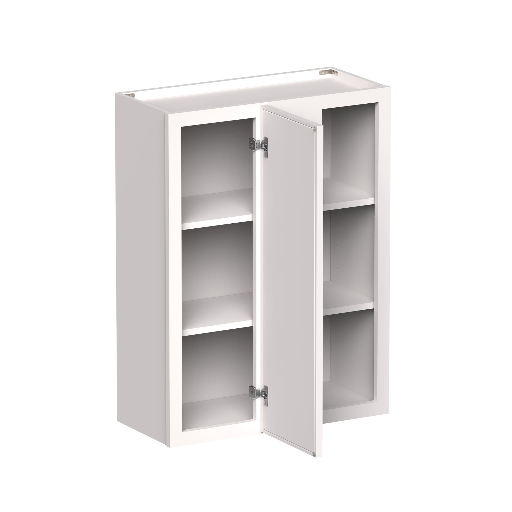 Slim Shaker Alabaster RTA 27"W x 12"D x 30"-42"H Standard Corner Wall Cabinets With 1 Doors and 2-3 Shelves