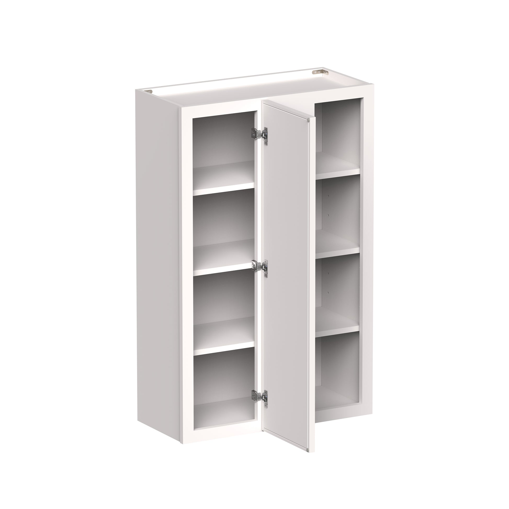 Slim Shaker Alabaster RTA 27"W x 12"D x 30"-42"H Standard Corner Wall Cabinets With 1 Doors and 2-3 Shelves