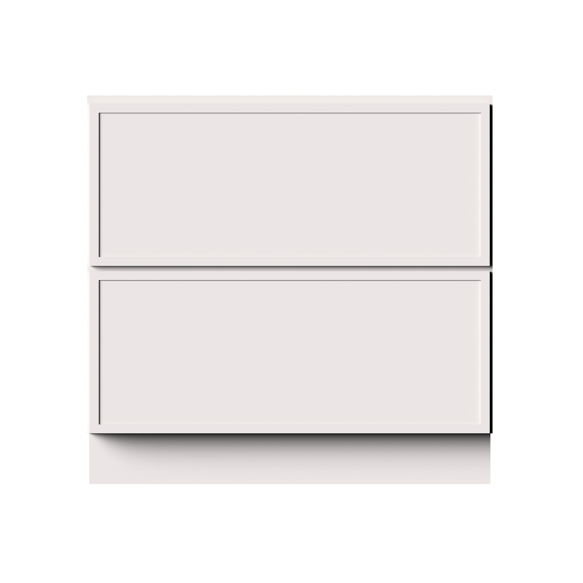 Slim Shaker Alabaster RTA 30"- 36"W x 24"D x 34.5"H Drawer Base Cabinets With 2 Drawers