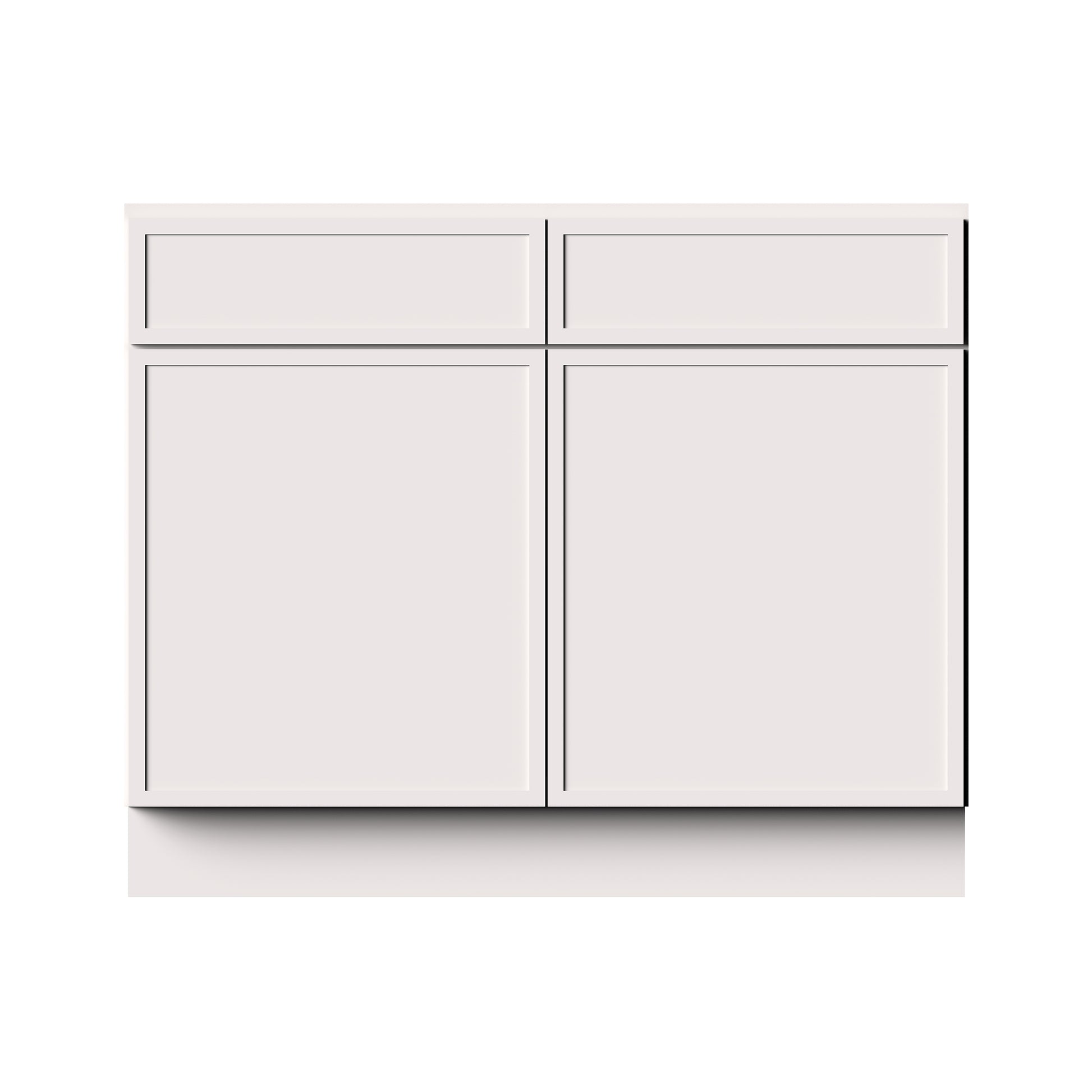 Slim Shaker Alabaster RTA 33"-42"W x 24"D x 34.5"H Standard Base Cabinet With 2 Doors, 2 Drawers and 1 Shelves