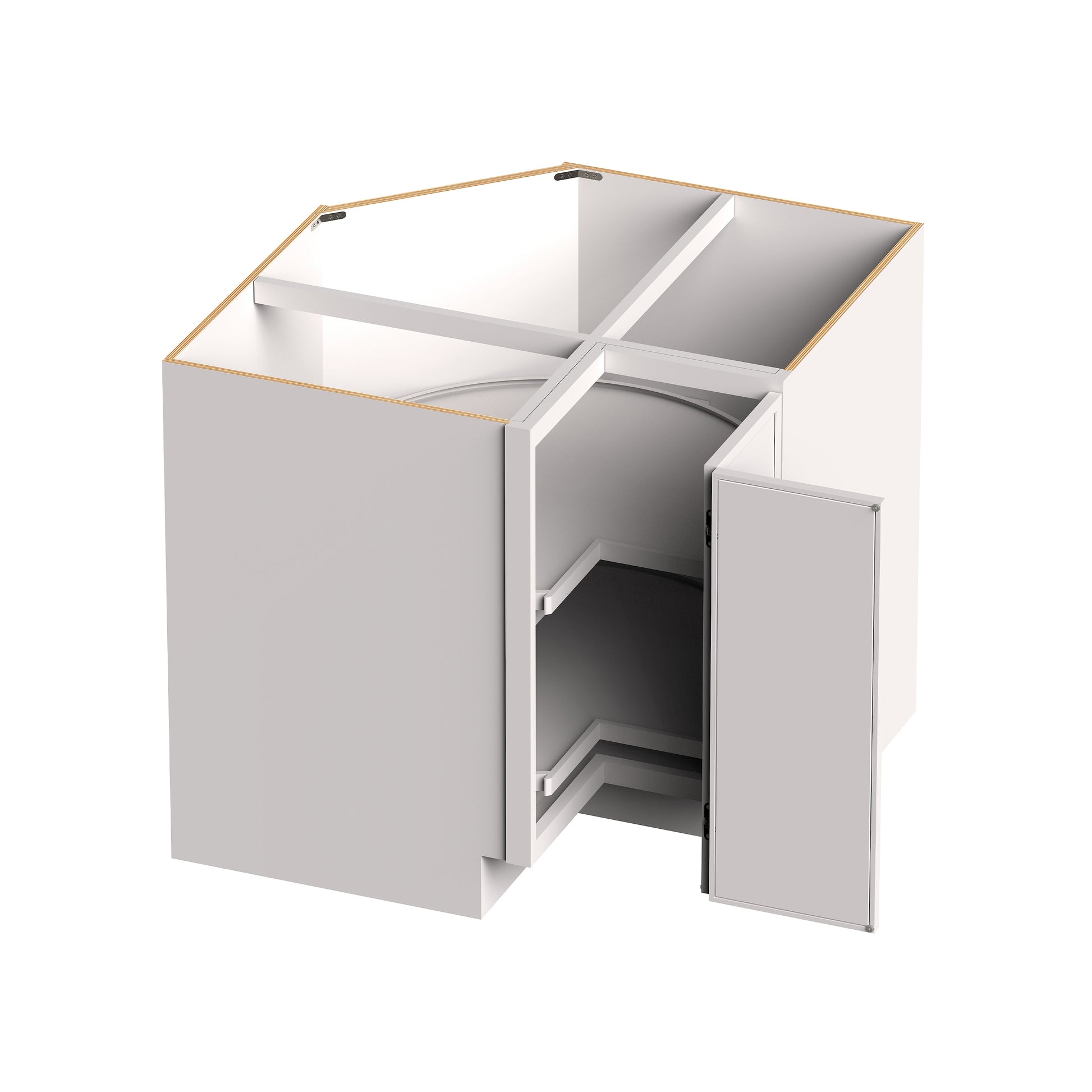 Slim Shaker Alabaster RTA 33"/36"W x 24"D x 34.5"H Lazy Susan Base Cabinet With 1 (Bifold) Door and 2 (Turntables) Shelves