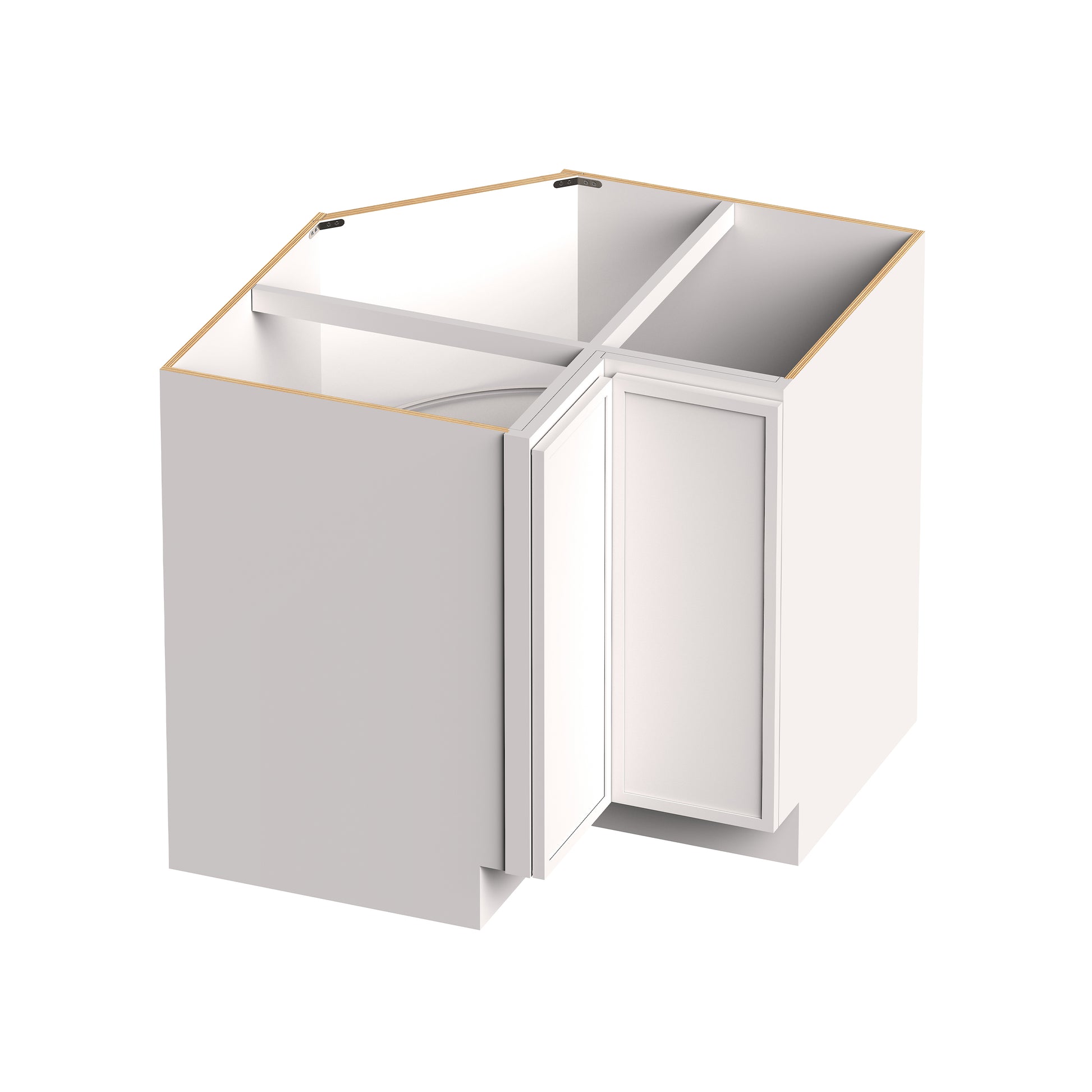 Slim Shaker Alabaster RTA 33"/36"W x 24"D x 34.5"H Lazy Susan Base Cabinet With 1 (Bifold) Door and 2 (Turntables) Shelves