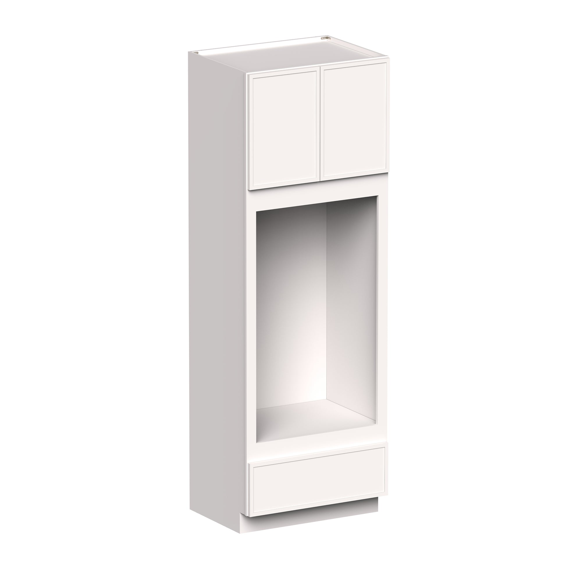 Slim Shaker Alabaster RTA 33"W x 27"D x 84"- 96"H Double Oven Cabinets With Drawer, Doors, Drawers and Shelves