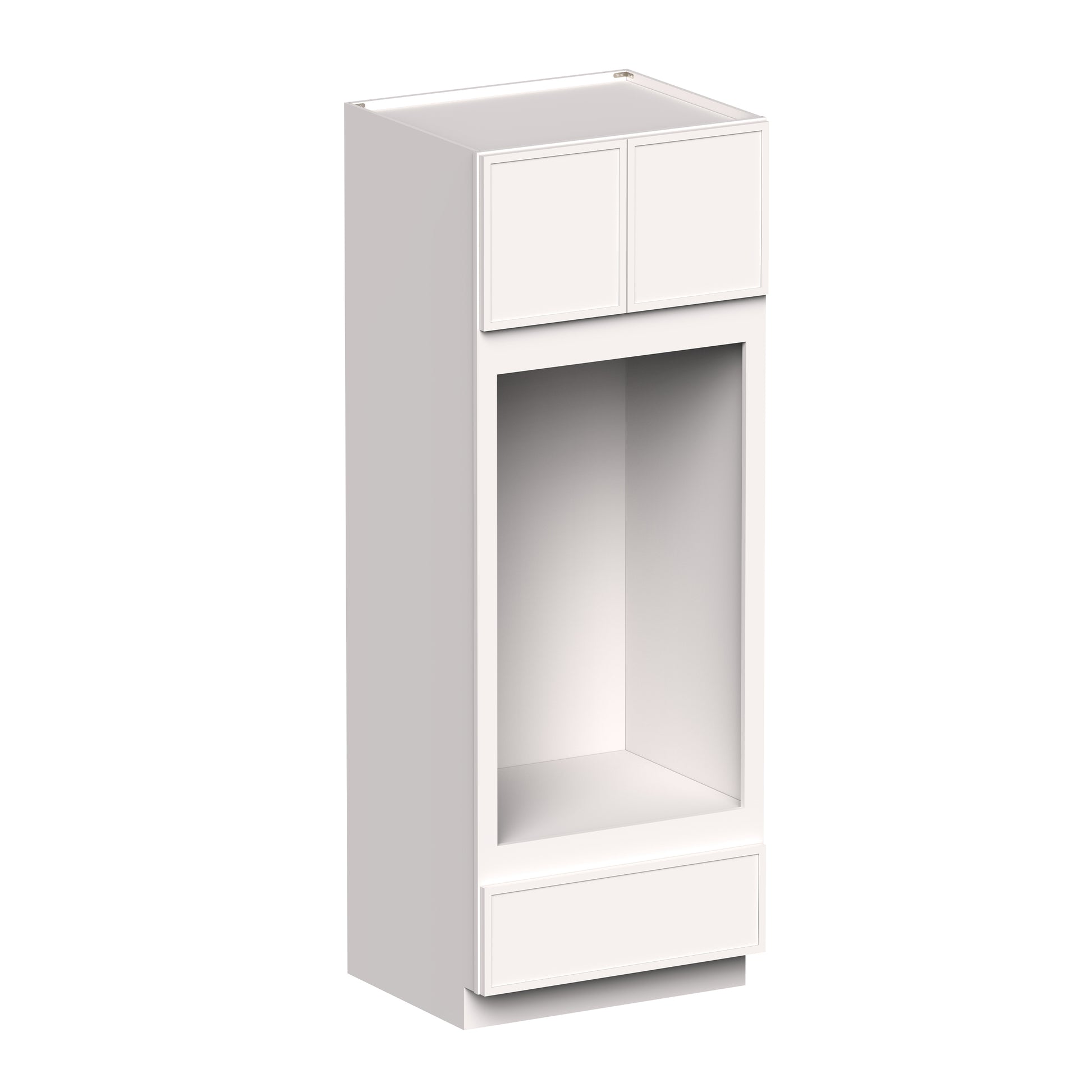 Slim Shaker Alabaster RTA 33"W x 27"D x 84"- 96"H Double Oven Cabinets With Drawer, Doors, Drawers and Shelves
