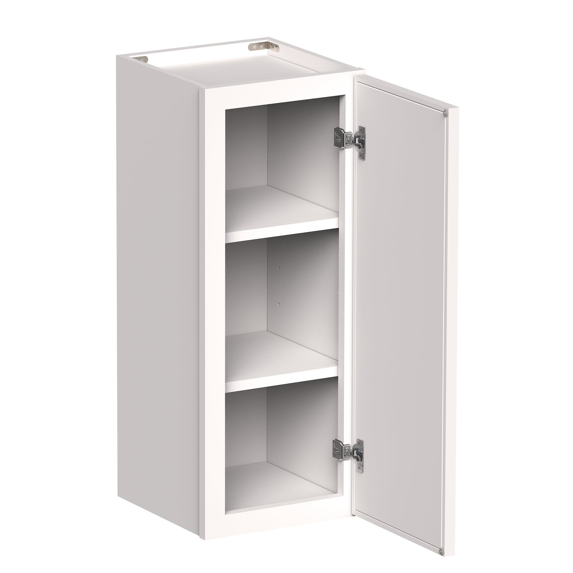 Slim Shaker Alabaster RTA 9"-12"W x 12"D x 30"/36"H Standard Wall Cabinet With 1 Door and 2 Shelves