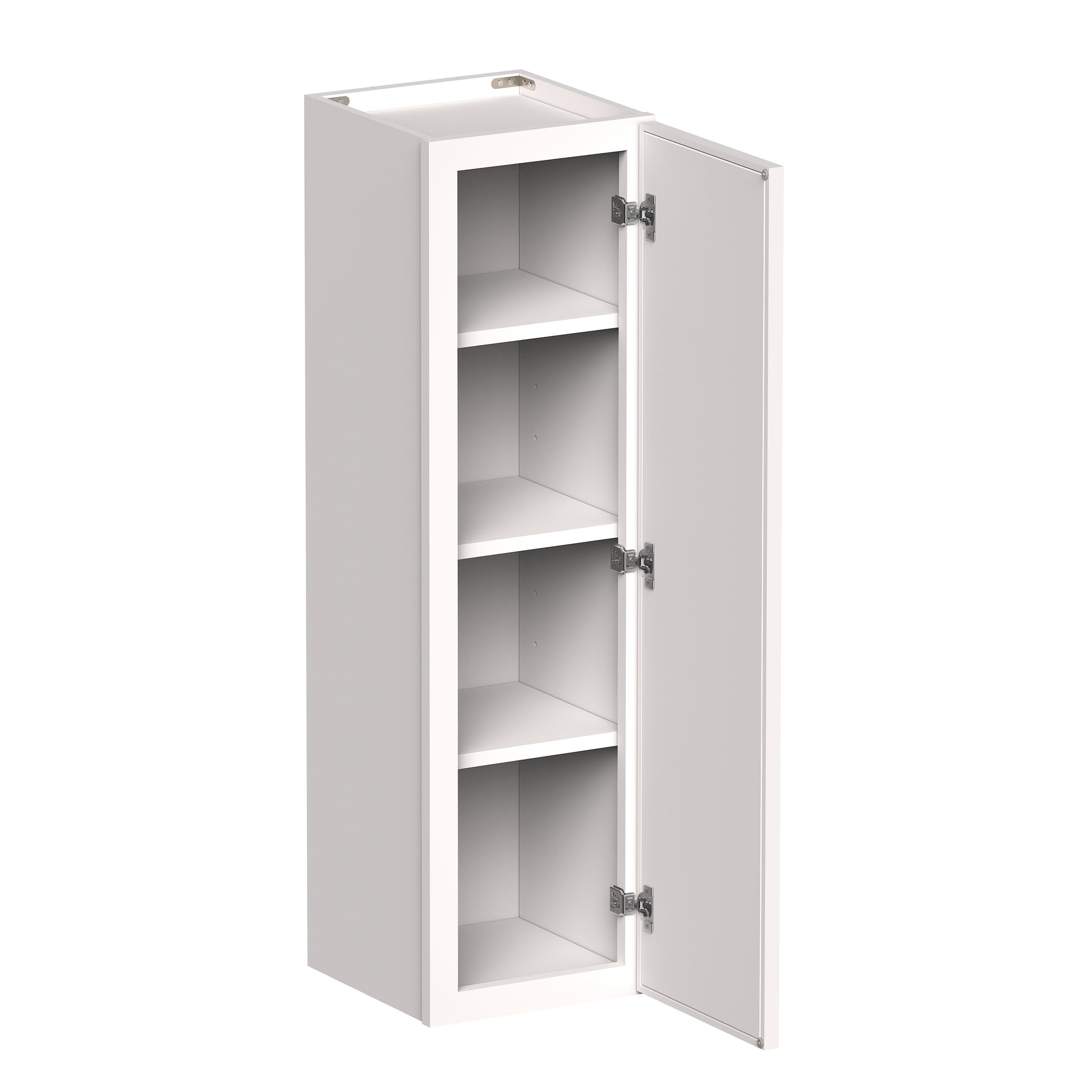 Slim Shaker Alabaster RTA 9"-12"W x 12"D x 42"H Standard Wall Cabinet With 1 Door and 3 Shelves