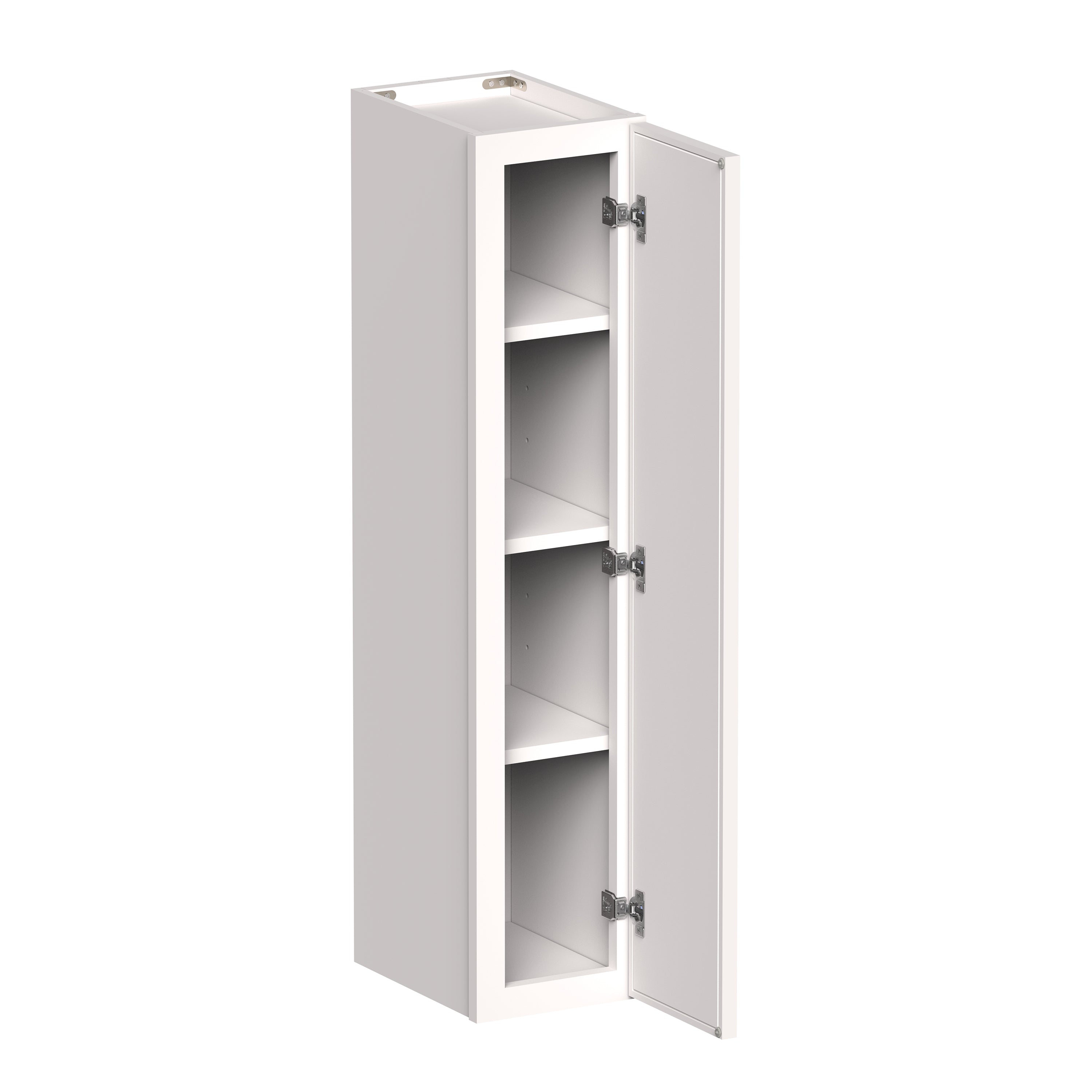 Slim Shaker Alabaster RTA 9"-12"W x 12"D x 42"H Standard Wall Cabinet With 1 Door and 3 Shelves