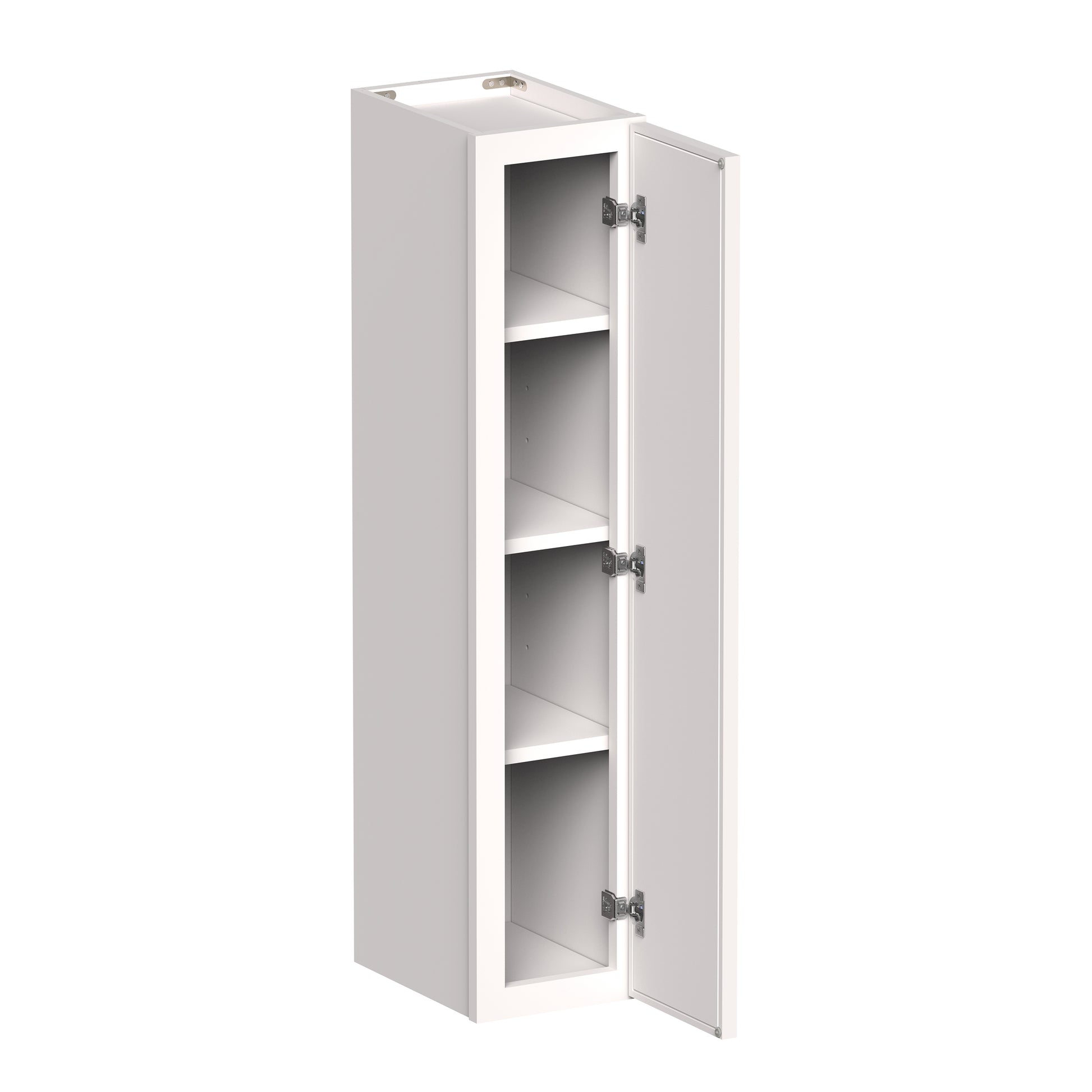 Slim Shaker Alabaster RTA 9"-12"W x 12"D x 42"H Standard Wall Cabinet With 1 Door and 3 Shelves